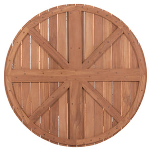 ΕΠΙΦΑΝΕΙΑ ΤΡΑΠΕΖΙΟΥ ΣΤΡΟΓΓΥΛΗ HM18134 ΞΥΛΟ TEAK--ΦΥΣΙΚΟ Φ80x4(πάχος)εκ. - Pakobazaar