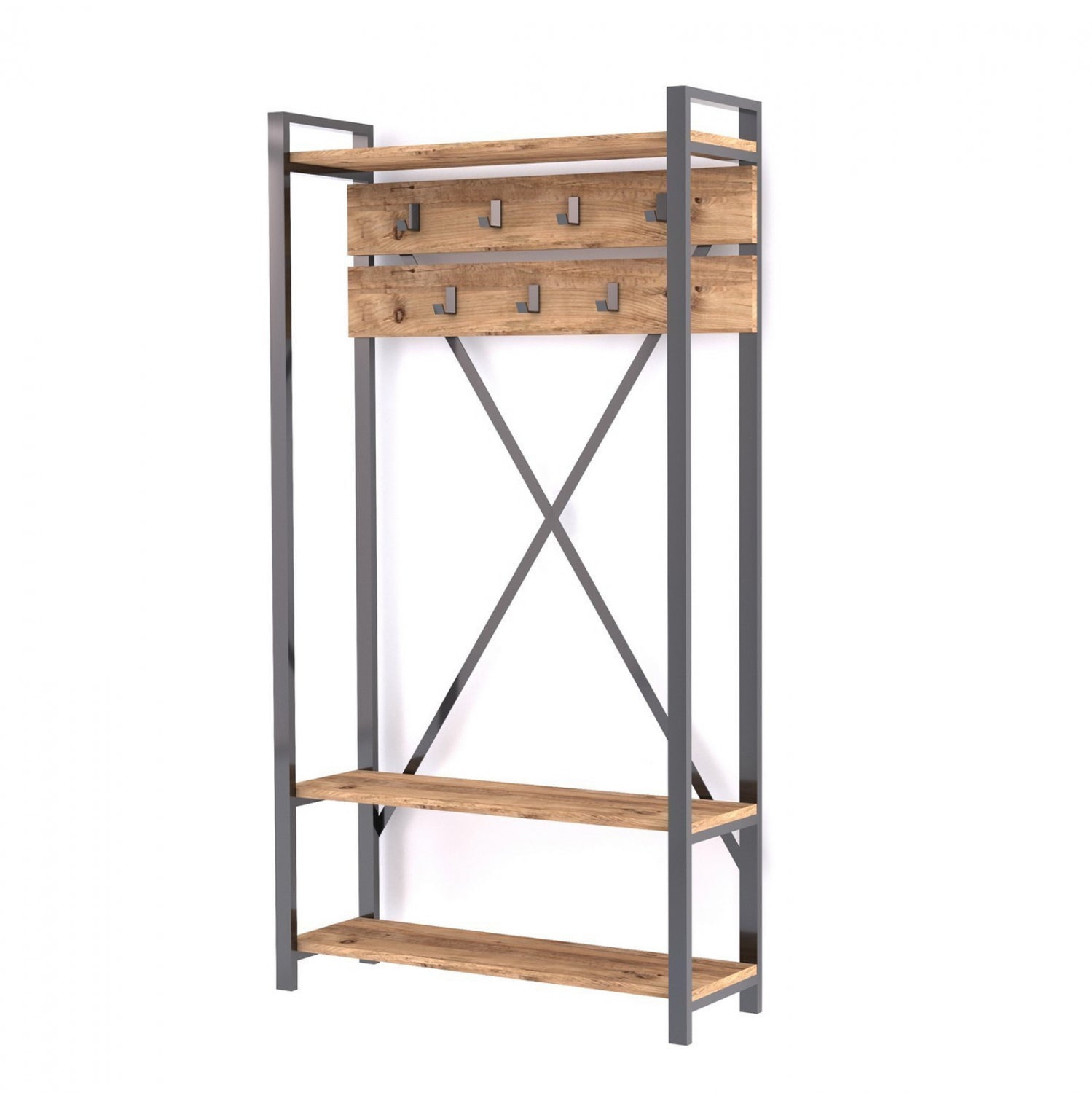 ΕΠΙΠΛΟ ΕΙΣΟΔΟΥ HM8943.01 NATURAL WOOD & ΜΑΥΡΟ  90x34x180 εκ. - Pakobazaar