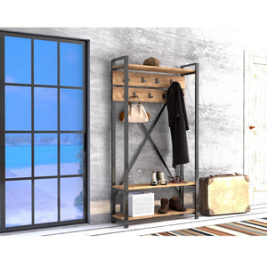 ΕΠΙΠΛΟ ΕΙΣΟΔΟΥ HM8943.01 NATURAL WOOD & ΜΑΥΡΟ  90x34x180 εκ. - Pakobazaar
