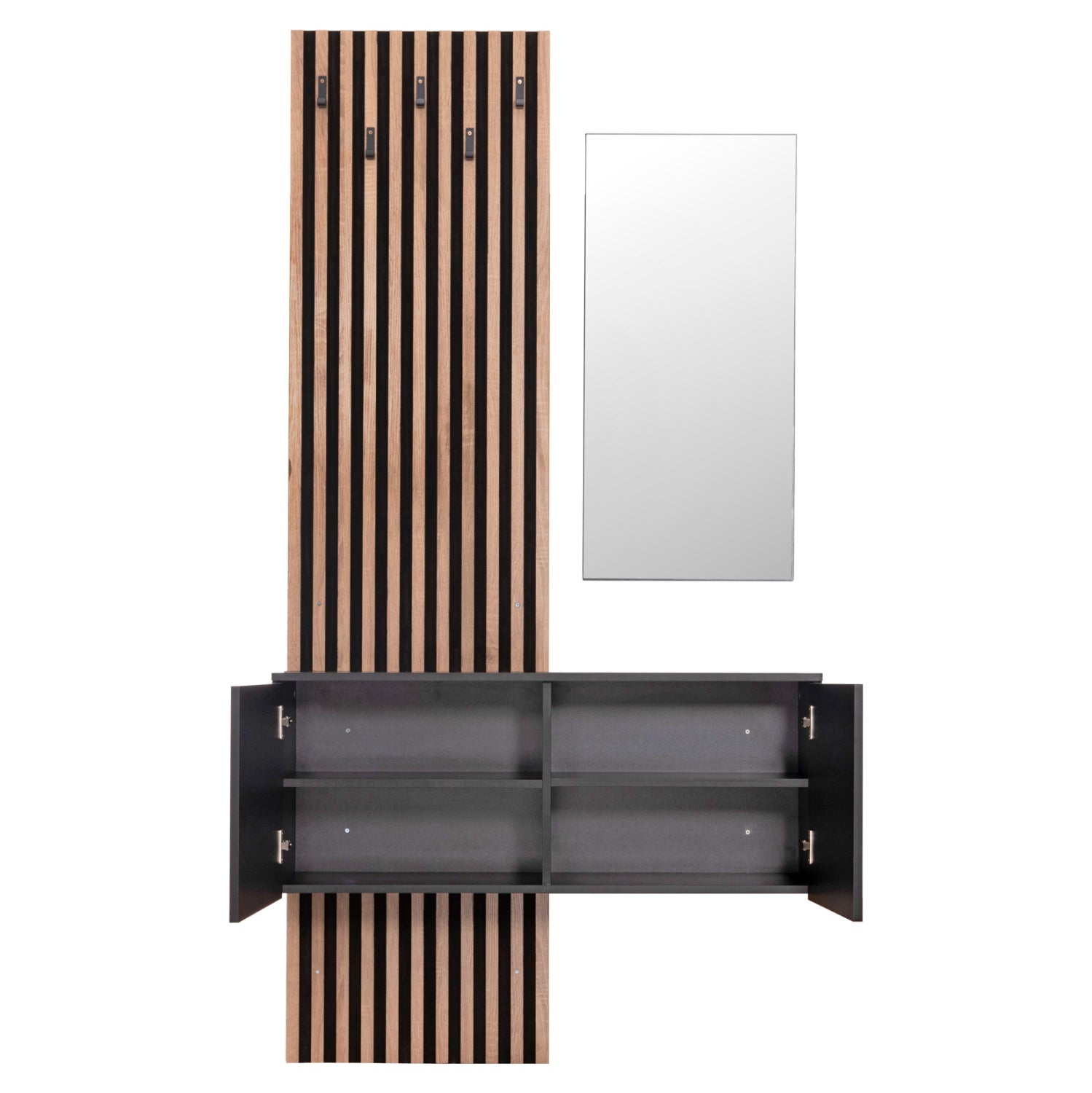 ΕΠΙΠΛΟ ΕΙΣΟΔΟΥ ΜΕ ΚΑΘΡΕΠΤΗ MYLES HM18080.02 ΜΕΛΑΜΙΝΗ ΣΟΝΑΜΑ-ΓΚΡΙ 100x37x200Υεκ - Pakobazaar