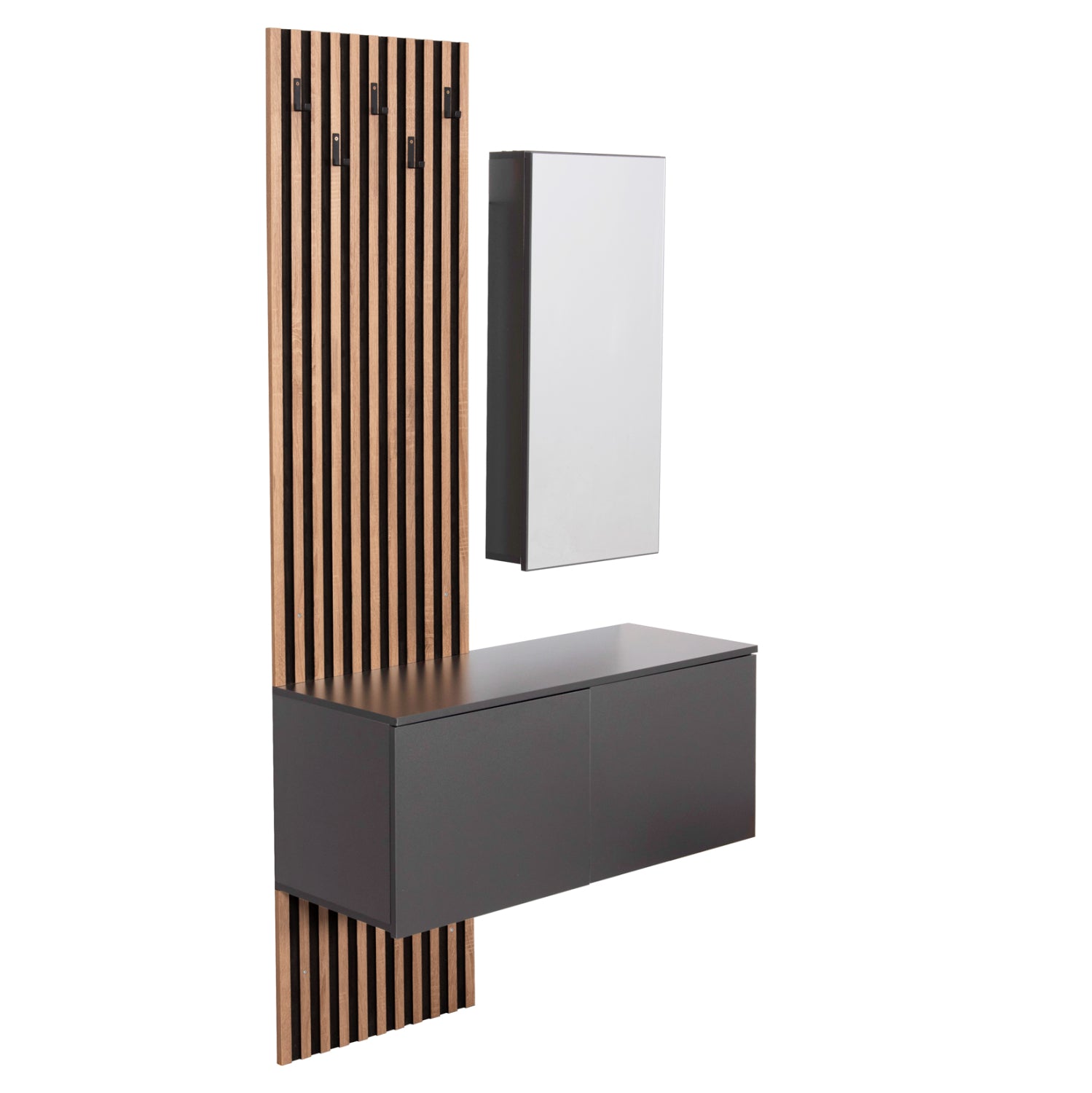 ΕΠΙΠΛΟ ΕΙΣΟΔΟΥ ΜΕ ΚΑΘΡΕΠΤΗ MYLES HM18080.02 ΜΕΛΑΜΙΝΗ ΣΟΝΑΜΑ-ΓΚΡΙ 100x37x200Υεκ - Pakobazaar