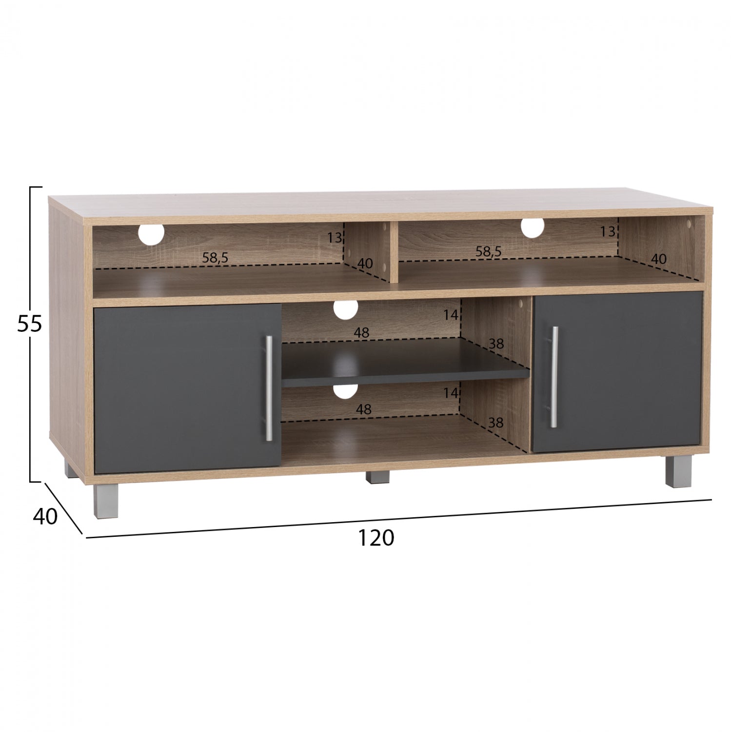 ΕΠΙΠΛΟ ΤΗΛΕΟΡΑΣΗΣ DANNA ΜΕΛΑΜΙΝΗΣ HM2202.04 SONAMA-ΓΚΡΙ 120x40x55 εκ. - Pakobazaar
