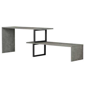 ΕΠΙΠΛΟ ΤΗΛΕΟΡΑΣΗΣ ΕΠΕΚΤ. BRIGGITE HM8892.11 ΜΕΛΑΜΙΝΗ GREY STONE TEXTURE 160x30x45Υεκ. - Pakobazaar