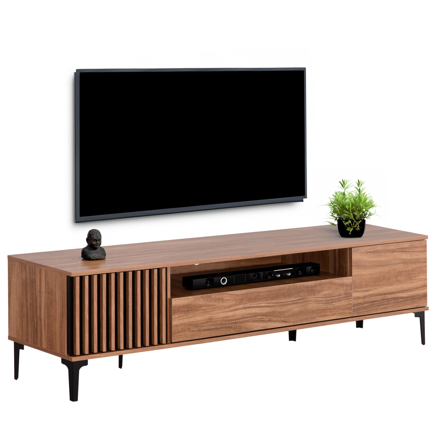 ΕΠΙΠΛΟ ΤΗΛΕΟΡΑΣΗΣ ΣΕΙΡΑ HARRY HM18008.01 ΜΕΛΑΜΙΝΗ ΦΥΣΙΚΟ ΞΥΛΟΥ-ΜΑΥΡΟ 200x40x47,5Υεκ. - Pakobazaar