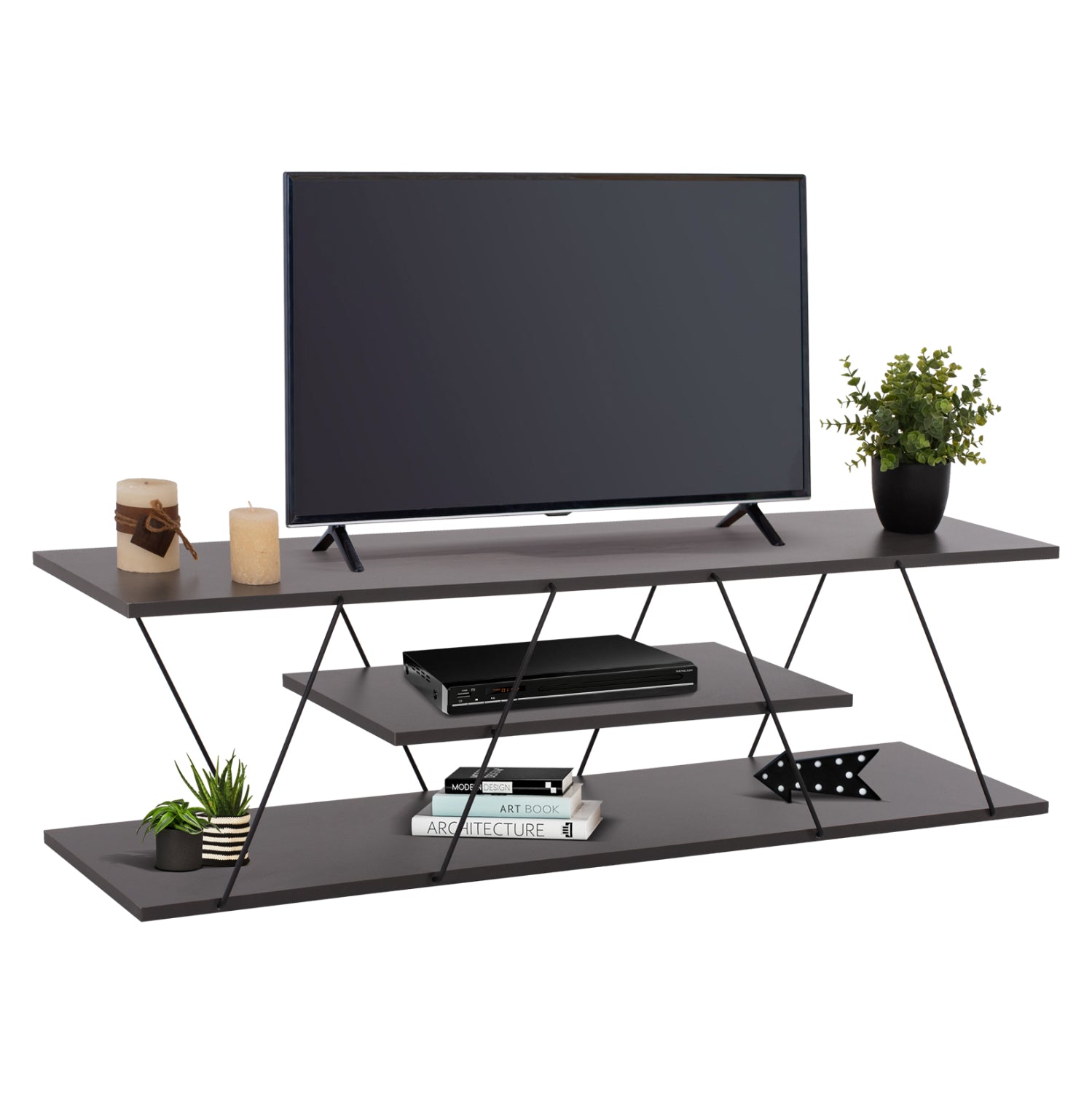 ΕΠΙΠΛΟ ΤΗΛΕΟΡΑΣΗΣ TARS HM8922.20 ΜΕΛΑΜΙΝΗ ΓΚΡΙ 120x32x33Yεκ. - Pakobazaar