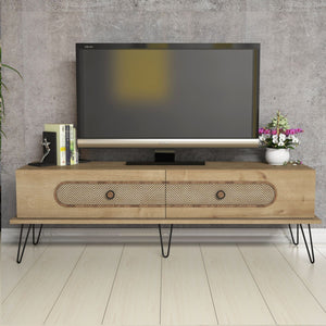 ΕΠΙΠΛΟ ΤΗΛΕΟΡΑΣΗΣ HM9511.02 ΜΕΛΑΜΙΝΗΣ ΦΥΣΙΚΟ OAK ΧΡΩΜΑ ΜΕΤΑΛΛΙΚΑ ΠΟΔΙΑ 145x40x45Yεκ. - Pakobazaar