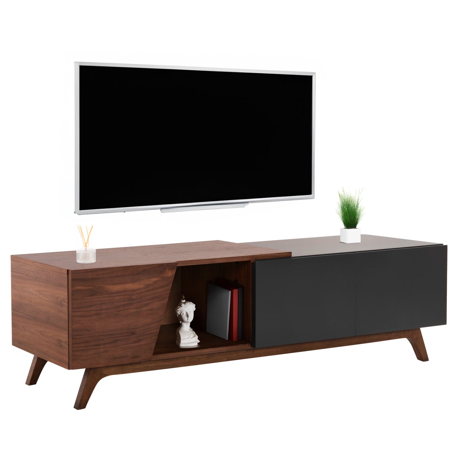 ΕΠΙΠΛΟ ΤΗΛΕΟΡΑΣΗΣ HUDSON HM9748 MDF ΚΑΠΛΑΜΑΣ ΚΑΡΥΔΙΑΣ ΚΑΡΥΔΙ&ΣΚΟΥΡΟ ΓΚΡΙ 180x40x50Υ - Pakobazaar