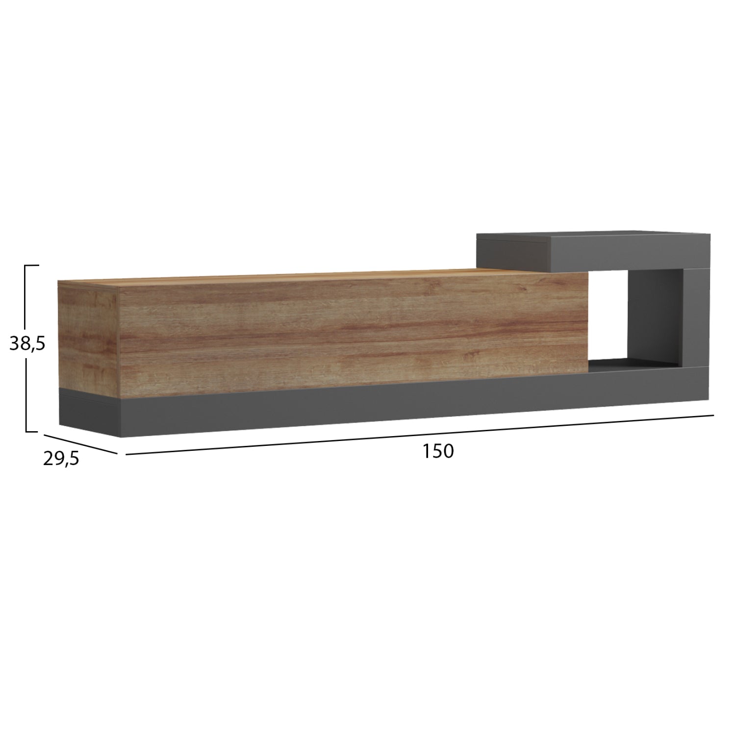 ΕΠΙΠΛΟ ΤΗΛΕΟΡΑΣΗΣ ΤΟΙΧΟΥ ESSENZA HM18372.13 ΜΕΛΑΜΙΝΗ OAK/ΓΚΡΙ 150x29.6x38.6Υεκ. - Pakobazaar