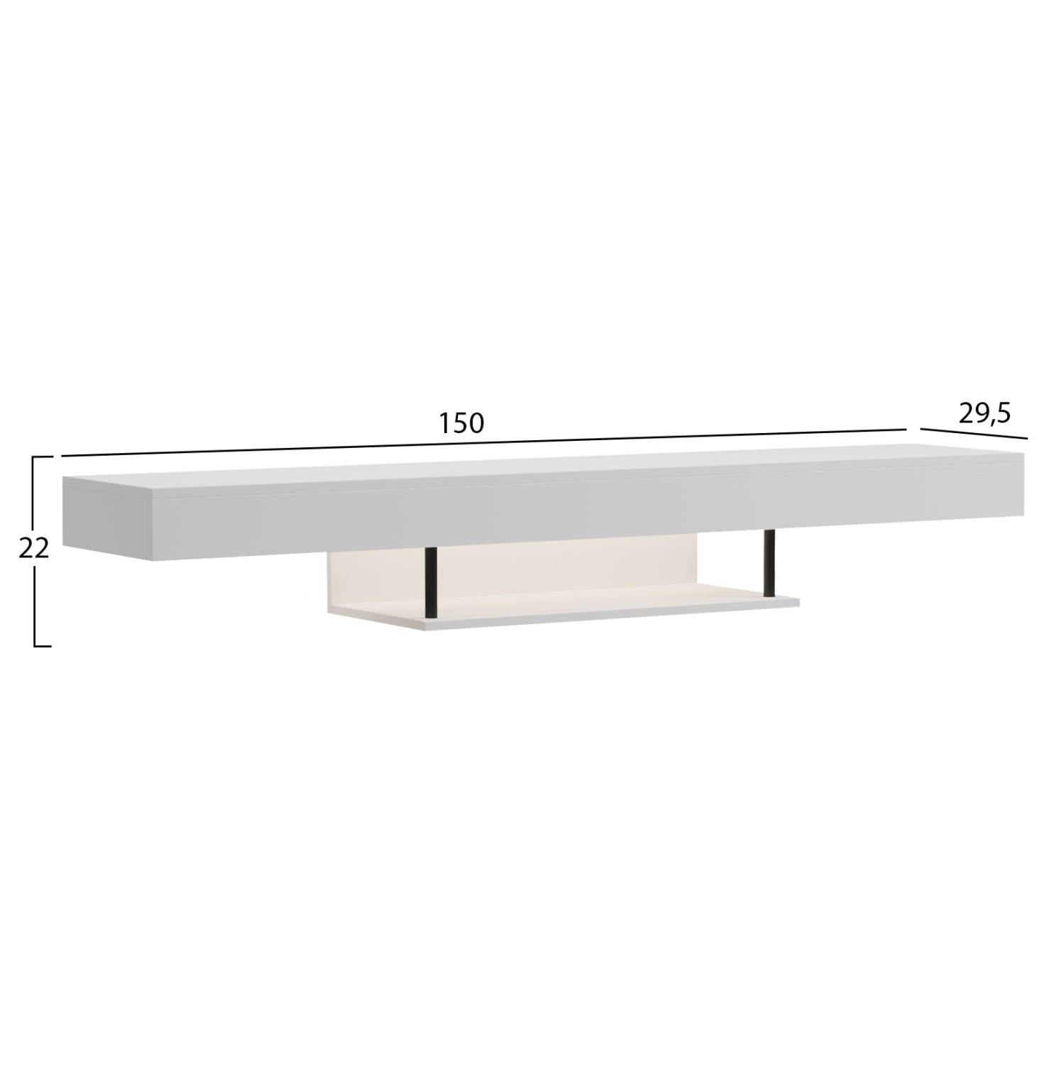 ΕΠΙΠΛΟ ΤΗΛΕΟΡΑΣΗΣ ΤΟΙΧΟΥ ME LED SAVOR HM18381.02 ΜΕΛΑΜΙΝΗ ΛΕΥΚΗ 150x29,5x22Υεκ - Pakobazaar
