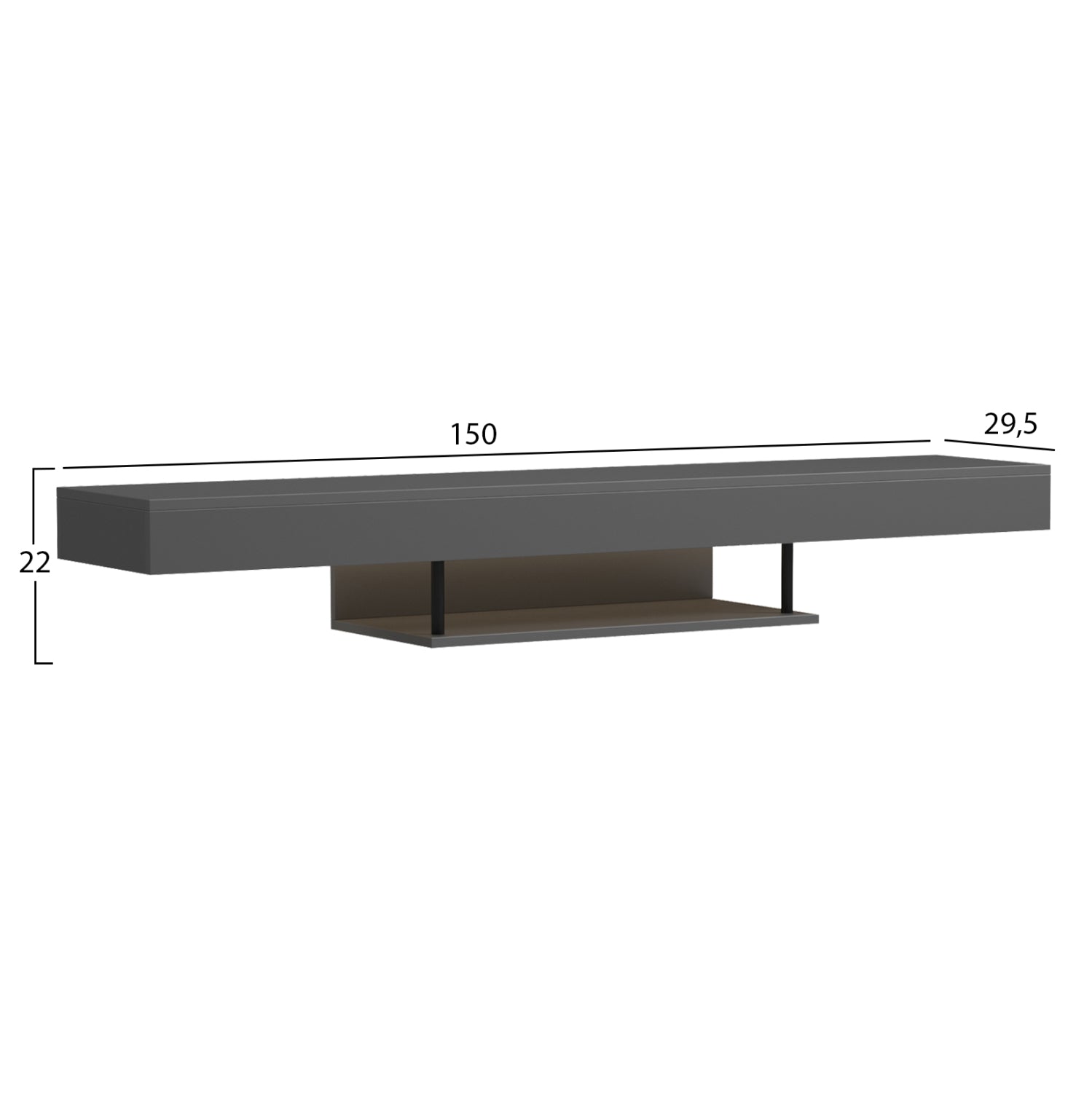 ΕΠΙΠΛΟ ΤΗΛΕΟΡΑΣΗΣ ΤΟΙΧΟΥ ME LED SAVOR HM18381.05 ΜΕΛΑΜΙΝΗ ΣΕ ΓΚΡΙ 150x29,5x22Υεκ - Pakobazaar