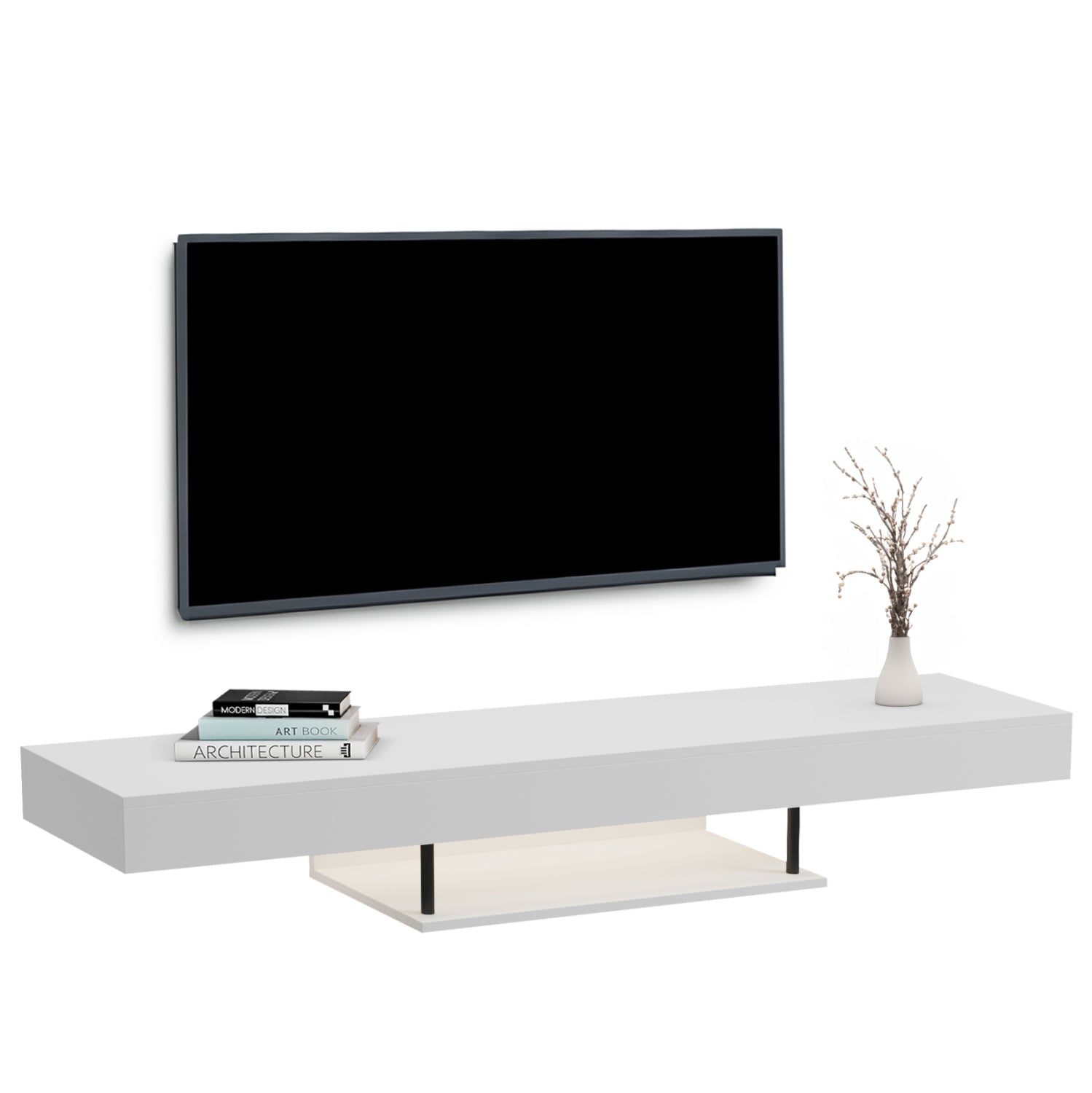 ΕΠΙΠΛΟ ΤΗΛΕΟΡΑΣΗΣ ΤΟΙΧΟΥ ME LED SAVOR HM18381.02 ΜΕΛΑΜΙΝΗ ΛΕΥΚΗ 150x29,5x22Υεκ - Pakobazaar