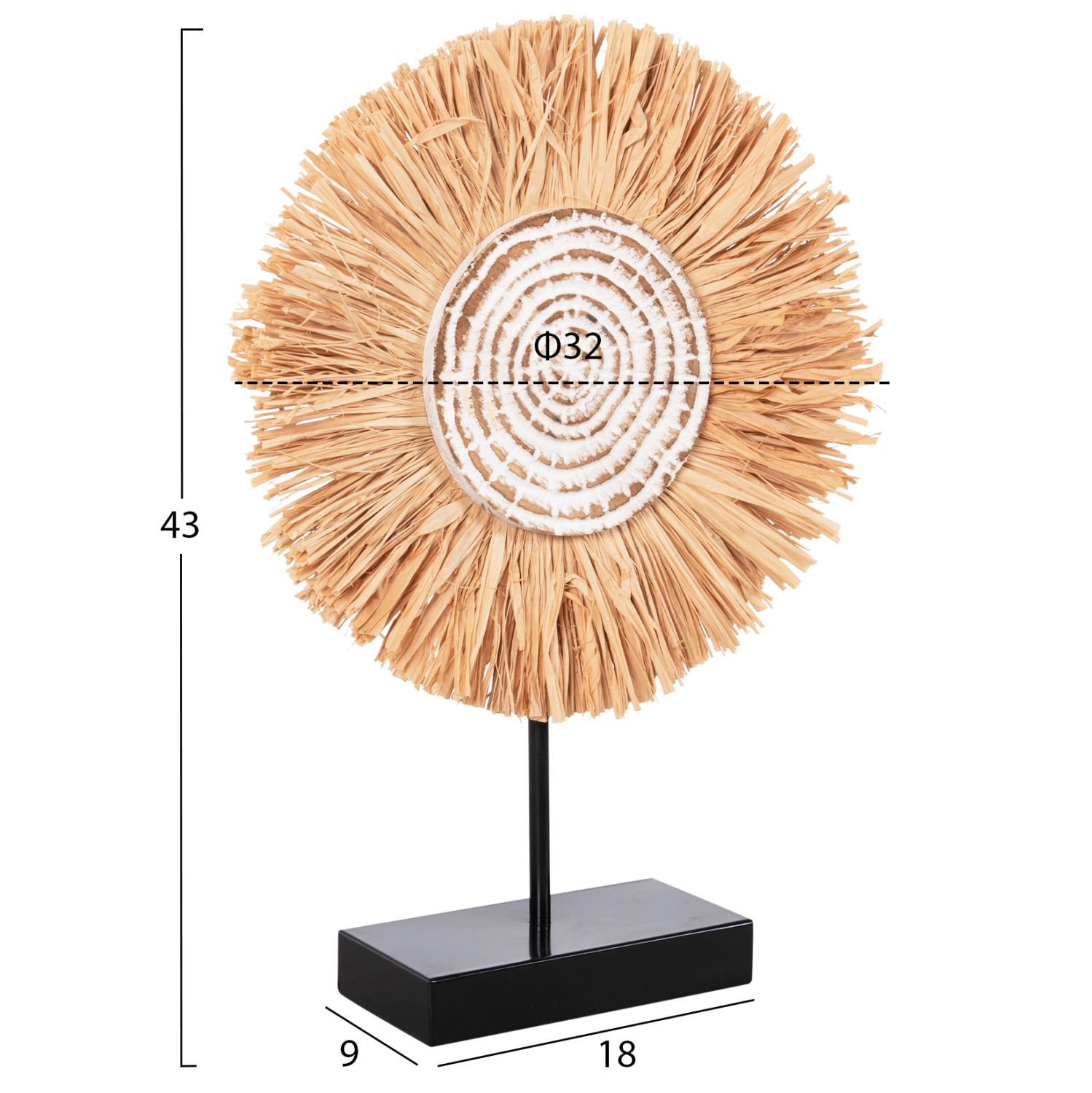 ΕΠΙΤΡΑΠΕΖΙΟ ΔΙΑΚΟΣΜΗΤΙΚΟ HM4224 ΙΝΕΣ RAFFIA ΣΕ ΦΥΣΙΚΟ-ΜΑΥΡΗ ΞΥΛΙΝΗ ΒΑΣΗ 18x9x43Υεκ. - Pakobazaar