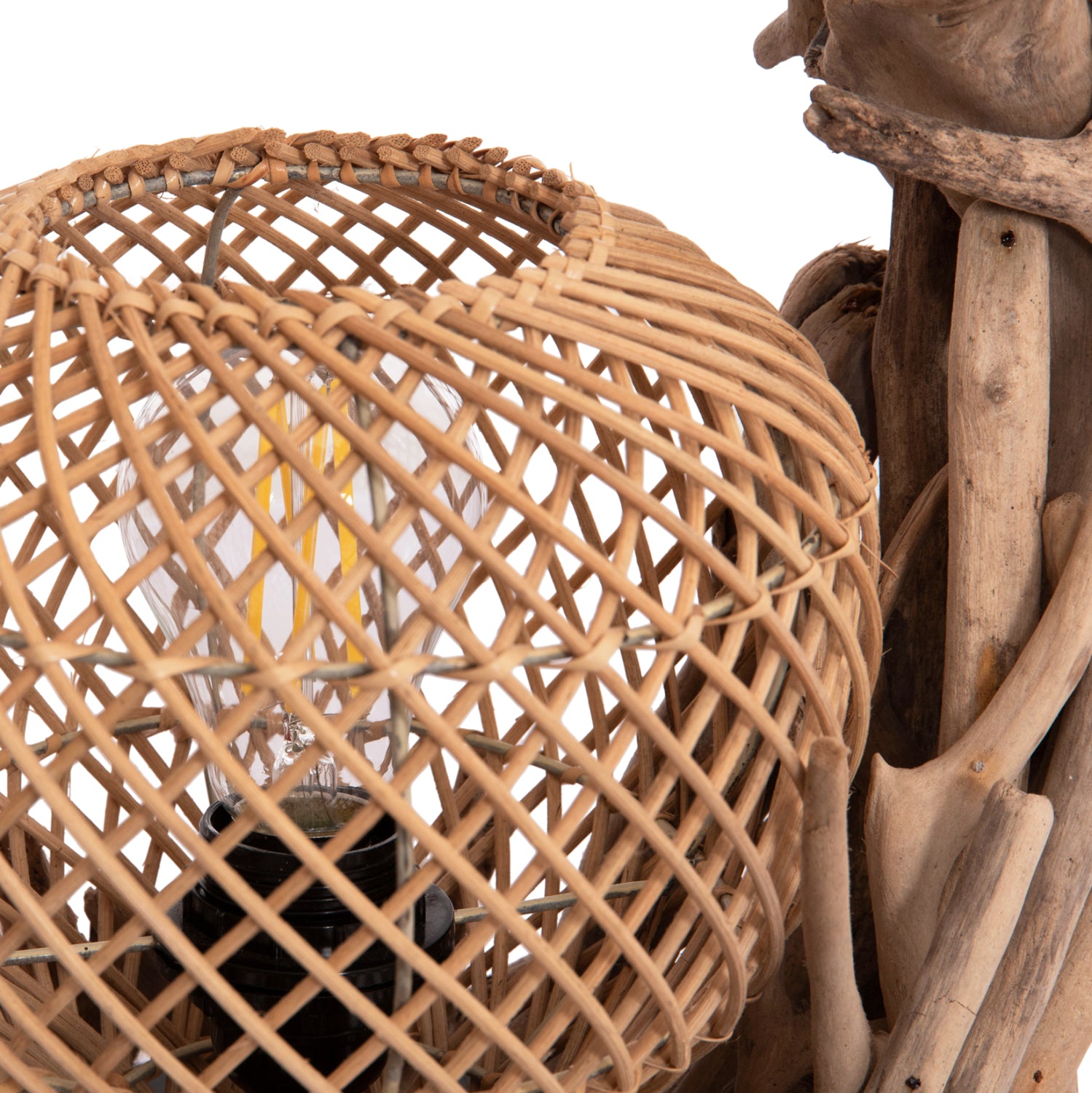 ΕΠΙΤΡΑΠΕΖΙΟ ΔΙΑΚΟΣΜΗΤΙΚΟ ΦΩΤΙΣΤΙΚΟ ASHIN HM4438 DRIFTWOOD--RATTAN 30x30x49Υεκ. - Pakobazaar