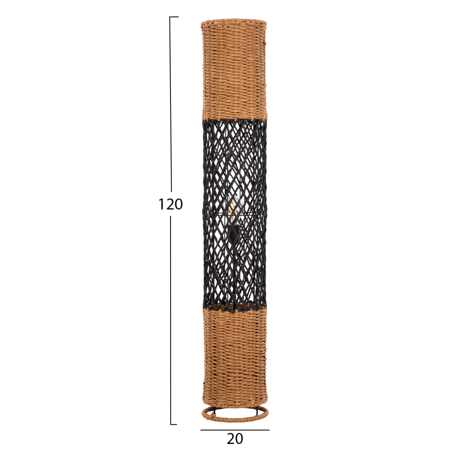 ΦΩΤΙΣΤΙΚΟ ΔΑΠΕΔΟΥ HM4342 ΜΕΤΑΛΛΟ-PAPER ROPE ΣΕ ΜΠΕΖ ΑΜΜΟΥ-ΜΑΥΡΟ Φ20X120Υεκ. - Pakobazaar