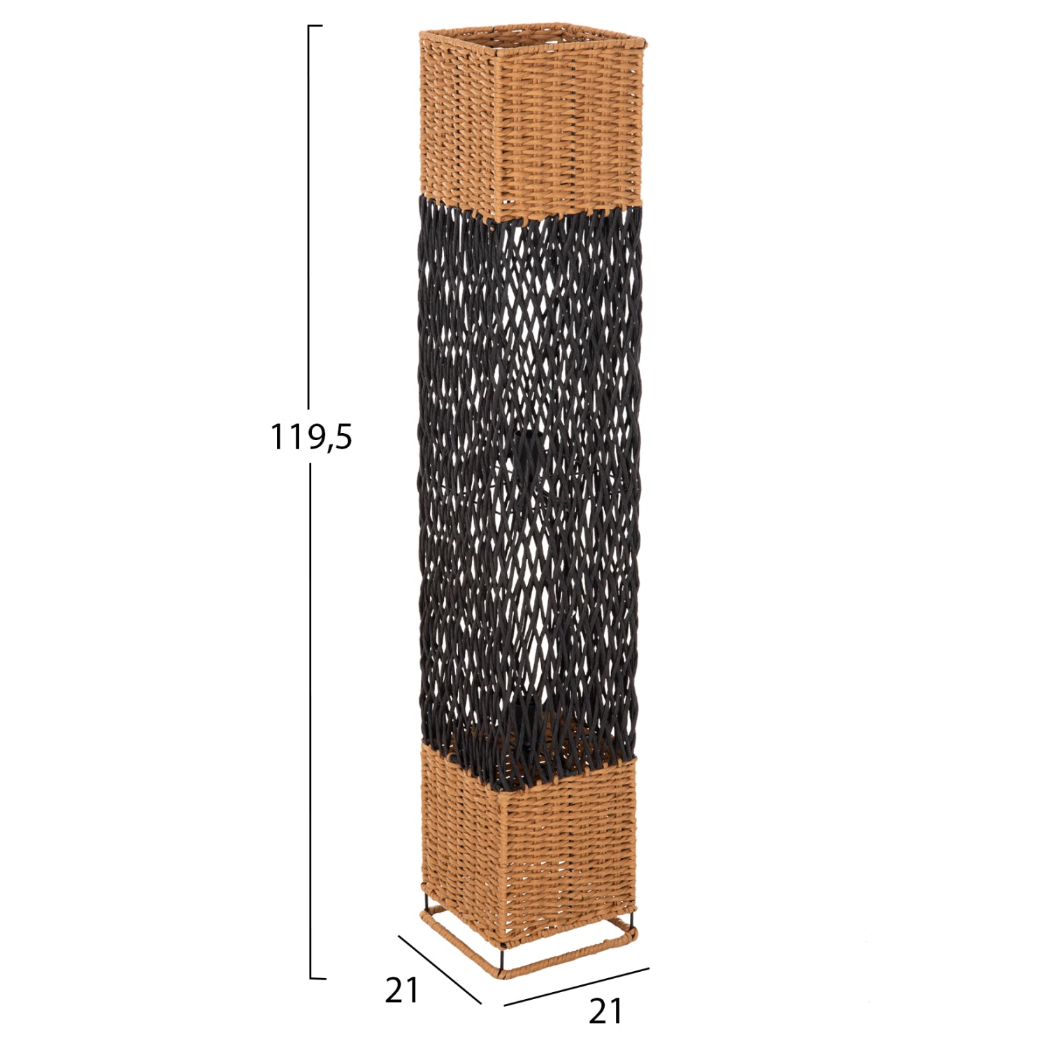 ΦΩΤΙΣΤΙΚΟ ΔΑΠΕΔΟΥ HM4355 ΜΕΤΑΛΛΟ-PAPER ROPE ΣΕ ΜΠΕΖ ΑΜΜΟΥ-ΜΑΥΡΟ 21x21x119,5Υεκ. - Pakobazaar