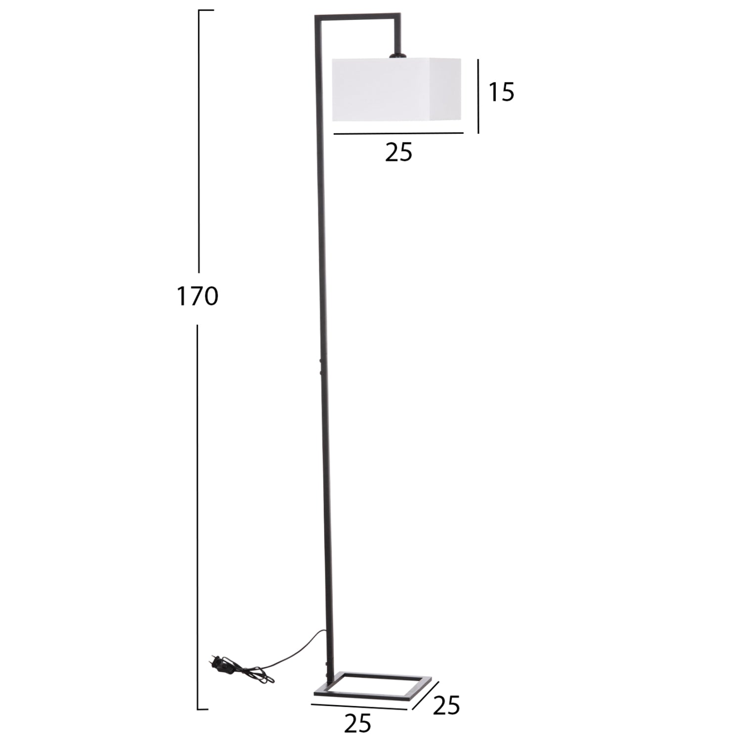 ΦΩΤΙΣΤΙΚΟ ΔΑΠΕΔΟΥ BRANS HM7532.11 ΜΕΤΑΛΛΟ ΜΑΥΡΟ--PVC ΛΕΥΚΟ ΚΑΠΕΛΟ 25x33x170Υεκ. - Pakobazaar