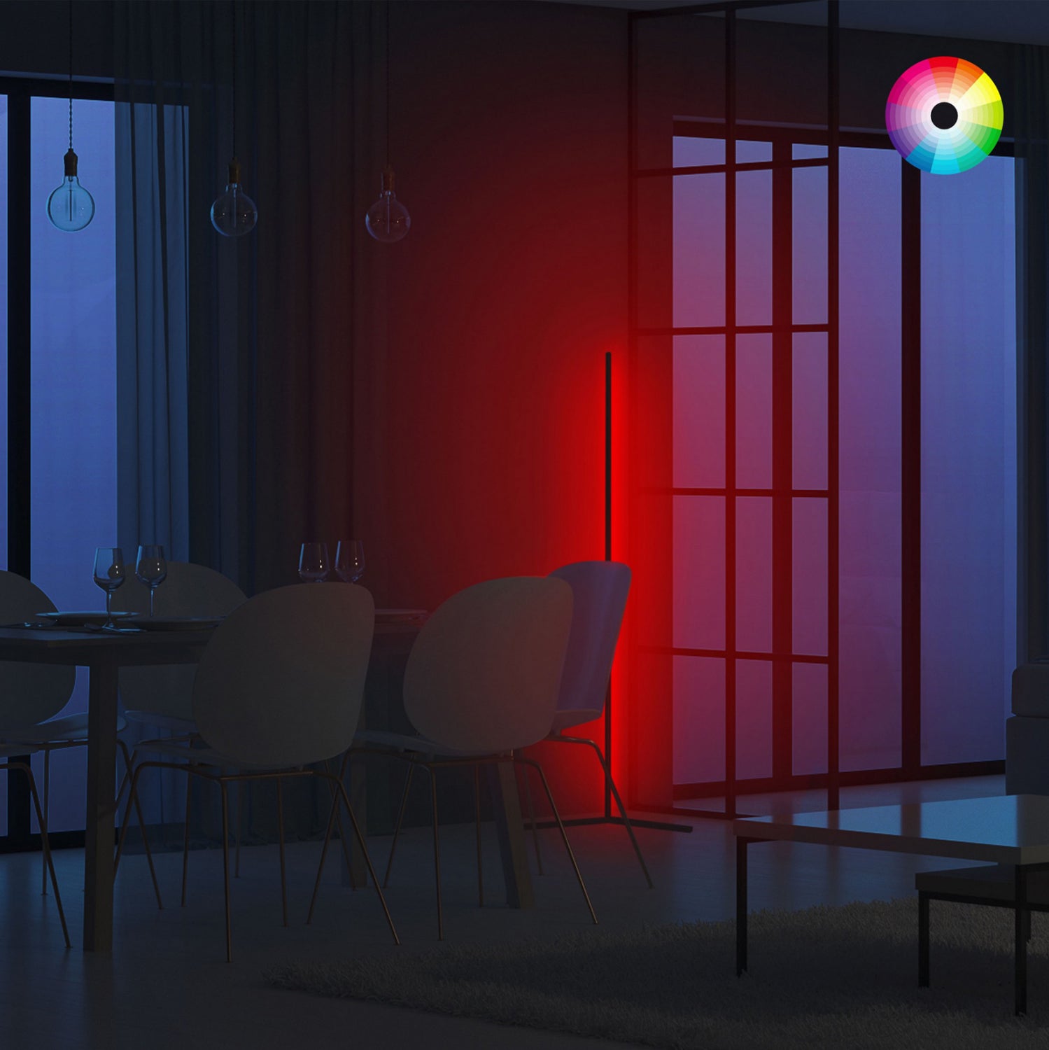 ΦΩΤΙΣΤΙΚΟ ΔΑΠΕΔΟΥ ΜΑΥΡΟ ΜΕ RGB LED & ΑΣΥΡΜΑΤΟ ΧΕΙΡΙΣΤΗΡΙΟ HM7309 30x30x120 εκ. - Pakobazaar