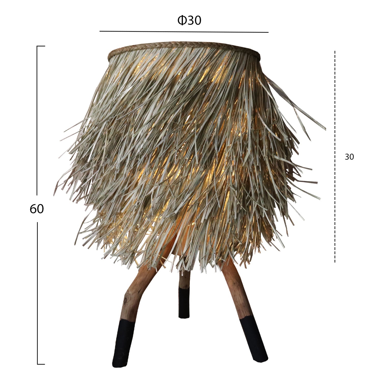 ΦΩΤΙΣΤΙΚΟ ΕΠΙΤΡΑΠΕΖΙΟ ΠΟΔΙΑ ΤΕΑΚ ΚΑΠΕΛΟ SEAGRASS ΣΕ ΦΥΣΙΚΟ ΜΑΥΡΟ Φ30x30-60Yεκ.HM7771 - Pakobazaar