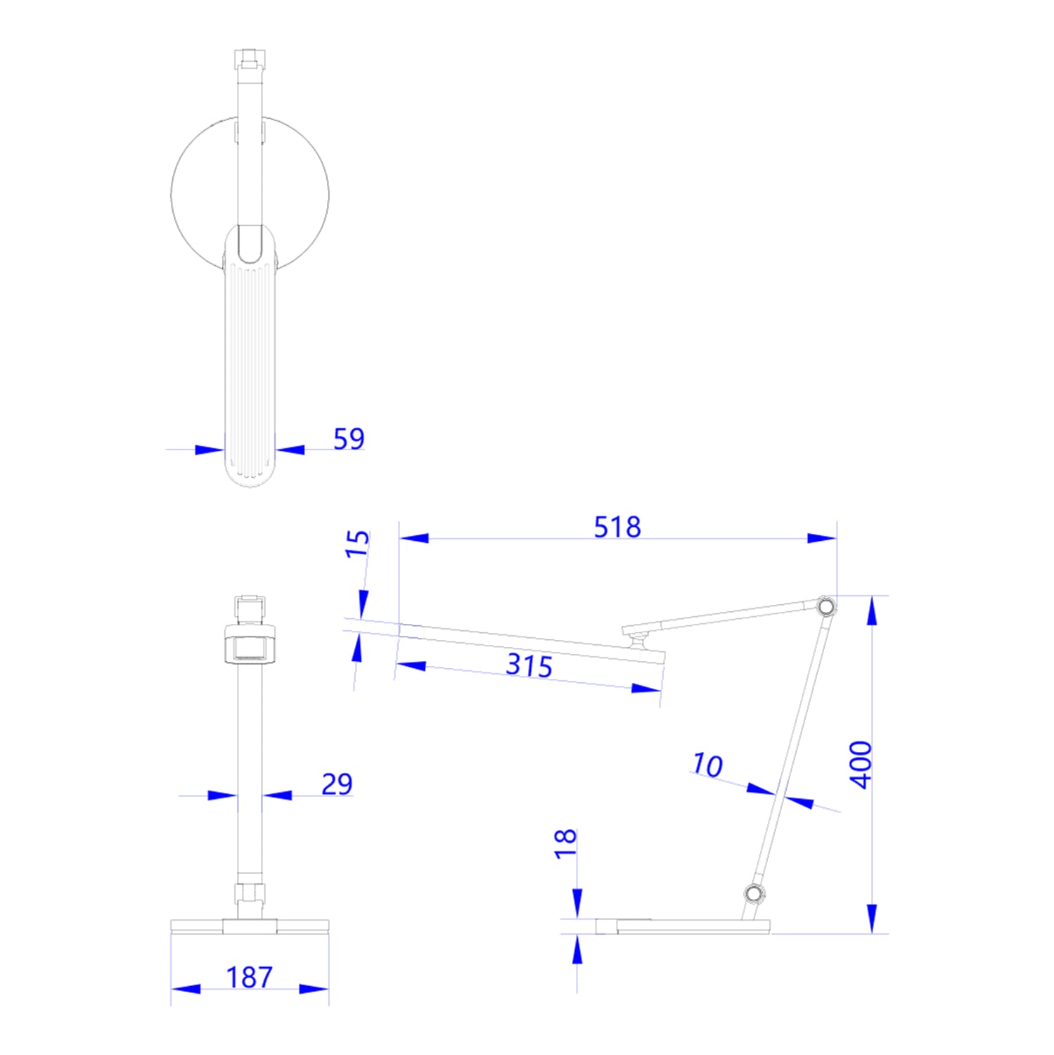 ΦΩΤΙΣΤΙΚΟ ΓΡΑΦΕΙΟΥ LED BLAIN PRO HM4454.01 ΛΕΥΚΗ ΒΑΣΗ ABS-ΓΚΡΙ ΑΛΟΥΜΙΝΙΟ 51,8x40Υεκ. - Pakobazaar