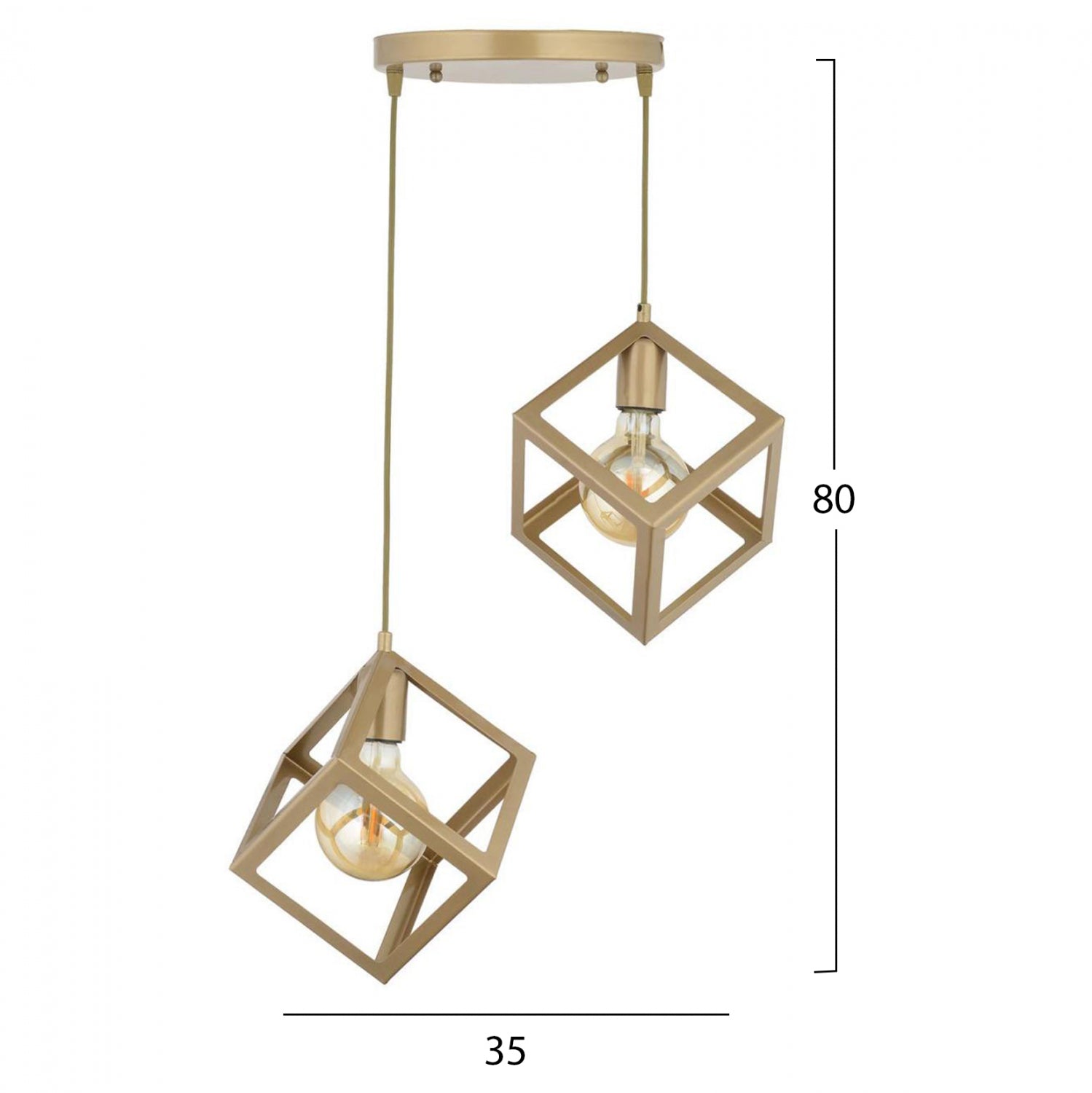 ΦΩΤΙΣΤΙΚΟ ΟΡΟΦΗΣ 2ΦΩΤΟ ΜΕΤΑΛΛΙΚΟ ΧΡΥΣΟ HM7420.02 35x80Υ εκ. - Pakobazaar