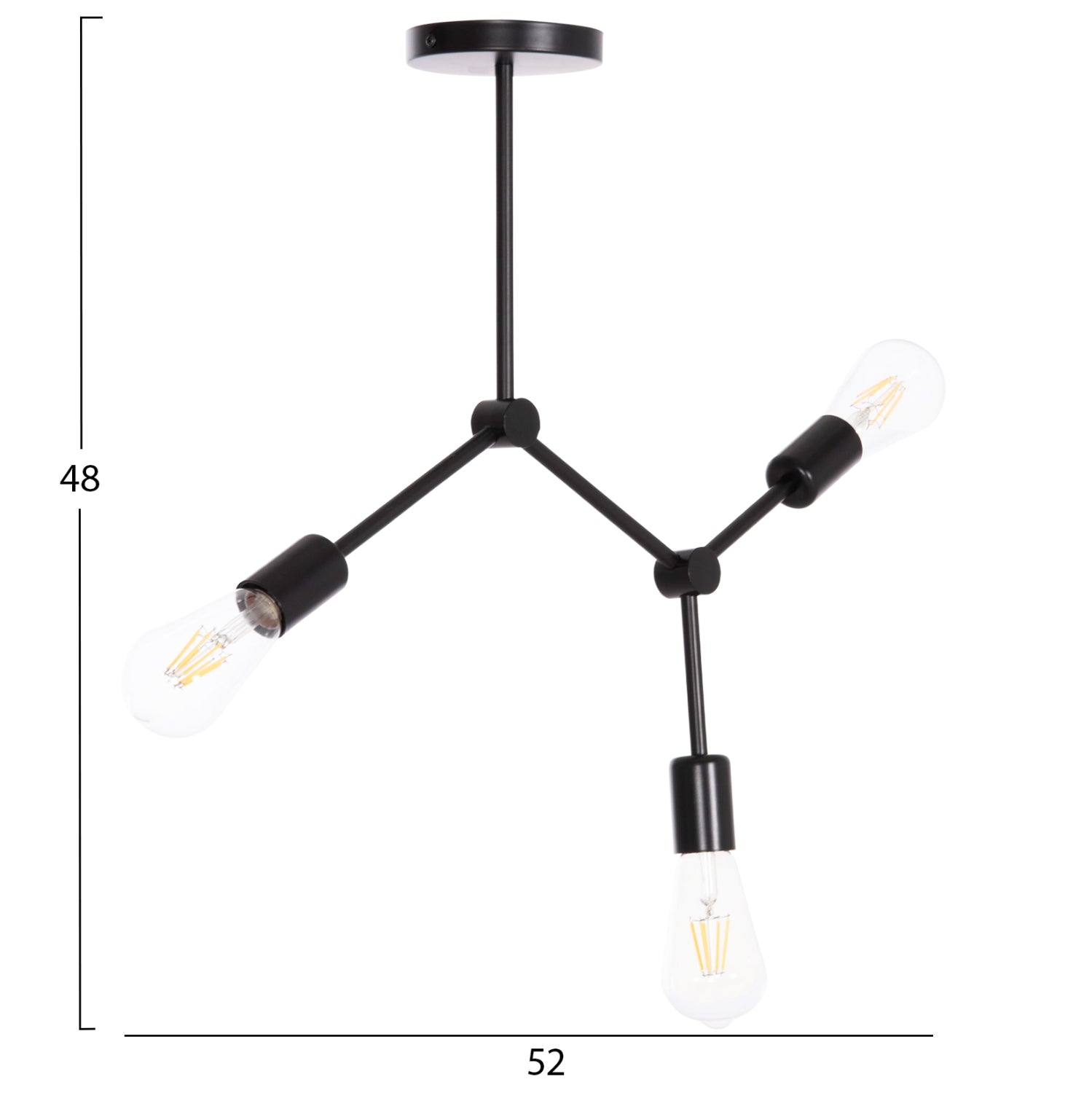 ΦΩΤΙΣΤΙΚΟ ΟΡΟΦΗΣ 3-ΦΩΤΟ LIGHTY HM7404.11 ΜΕΤΑΛΛΟ ΣΕ ΜΑΥΡΟ 52x5x48Υεκ. - Pakobazaar