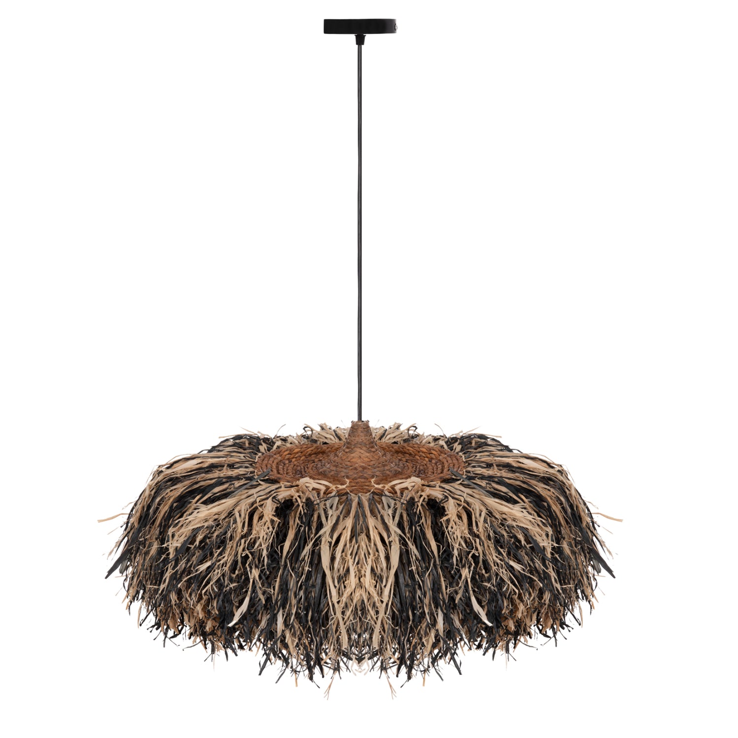 ΦΩΤΙΣΤΙΚΟ ΟΡΟΦΗΣ ORDEM HM4715 ΚΑΠΕΛΟ ΙΝΕΣ SISAL & ΜΠΑΝΑΝΑΣ-ΜΑΥΡΟ & ΦΥΣΙΚΟ Φ75εκ - Pakobazaar
