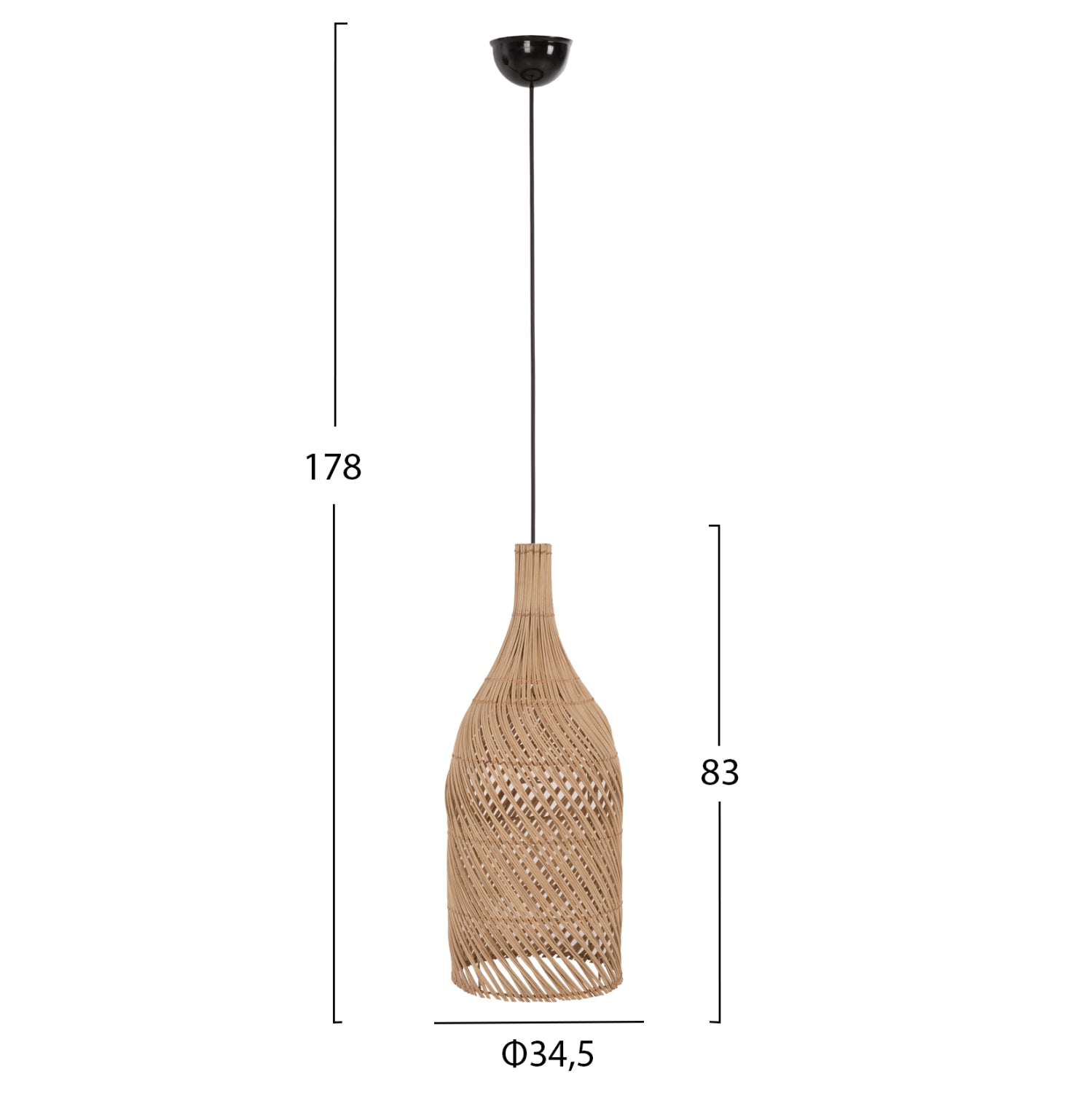 ΦΩΤΙΣΤΙΚΟ ΟΡΟΦΗΣ HM7883 ΚΡΕΜΑΣΤΟ ΑΠΟ RATTAN ΣΕ ΦΥΣΙΚΟ ΧΡΩΜΑ Φ34,5x178Υεκ. - Pakobazaar