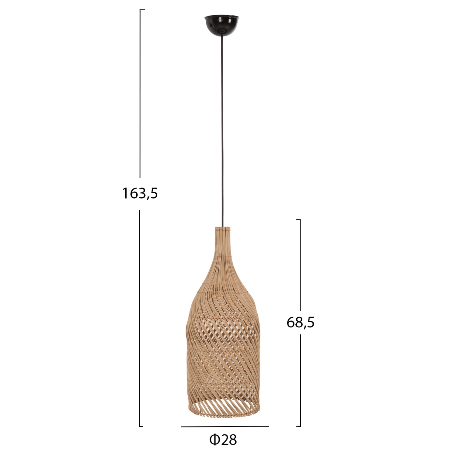 ΦΩΤΙΣΤΙΚΟ ΟΡΟΦΗΣ CARBOY HM7884 ΚΡΕΜΑΣΤΟ ΑΠΟ RATTAN ΣΕ ΦΥΣΙΚΟ ΧΡΩΜΑ Φ28x163,5Yεκ. - Pakobazaar
