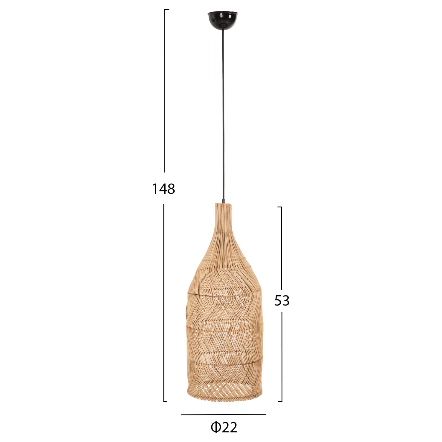 ΦΩΤΙΣΤΙΚΟ ΟΡΟΦΗΣ THEON HM7888 ΚΡΕΜΑΣΤΟ ΑΠΟ RATTAN ΣΕ ΦΥΣΙΚΟ ΧΡΩΜΑ Φ22x148Υ εκ. - Pakobazaar