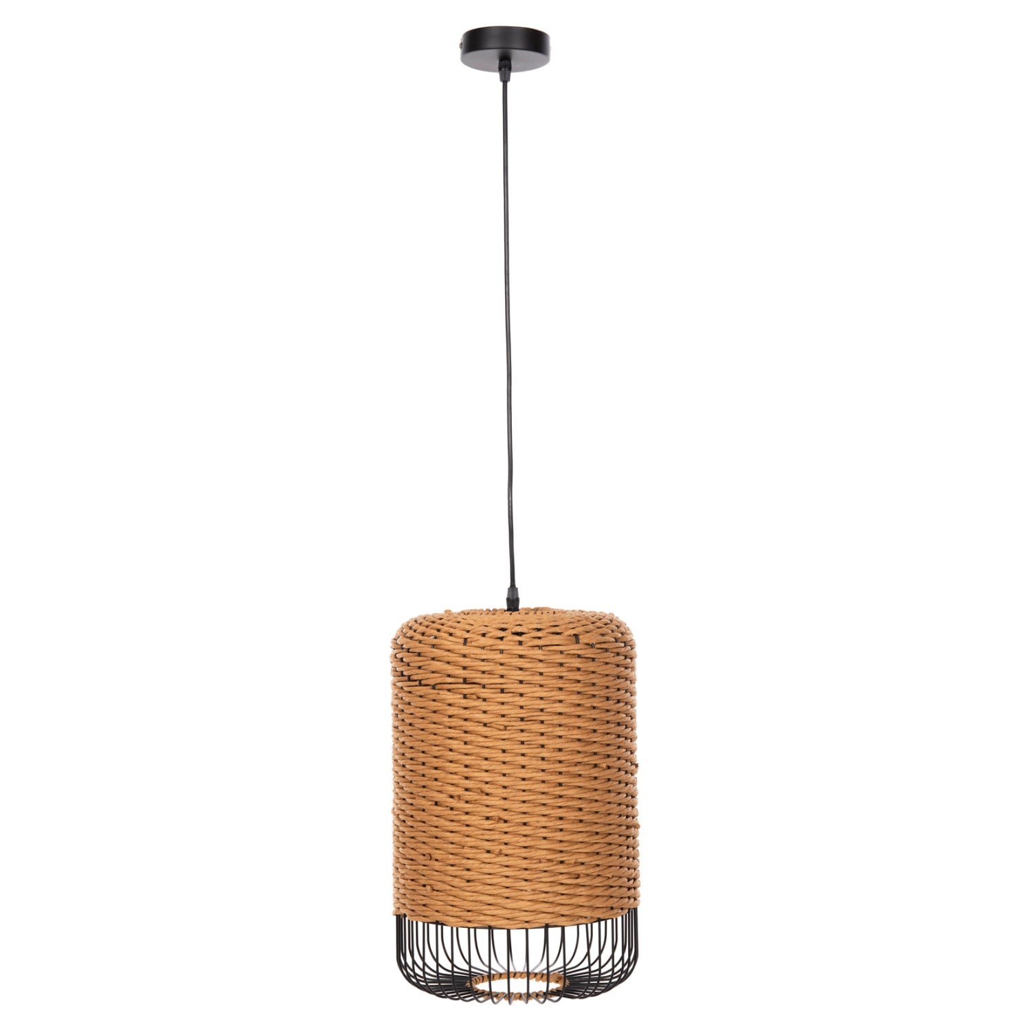 ΦΩΤΙΣΤΙΚΟ ΟΡΟΦΗΣ ΚΡΕΜΑΣΤΟ HM4340 PAPER ROPE ΜΠΕΖ-ΜΑΥΡΟ ΜΕΤΑΛΛΟ-Φ26x40-120Υεκ. - Pakobazaar