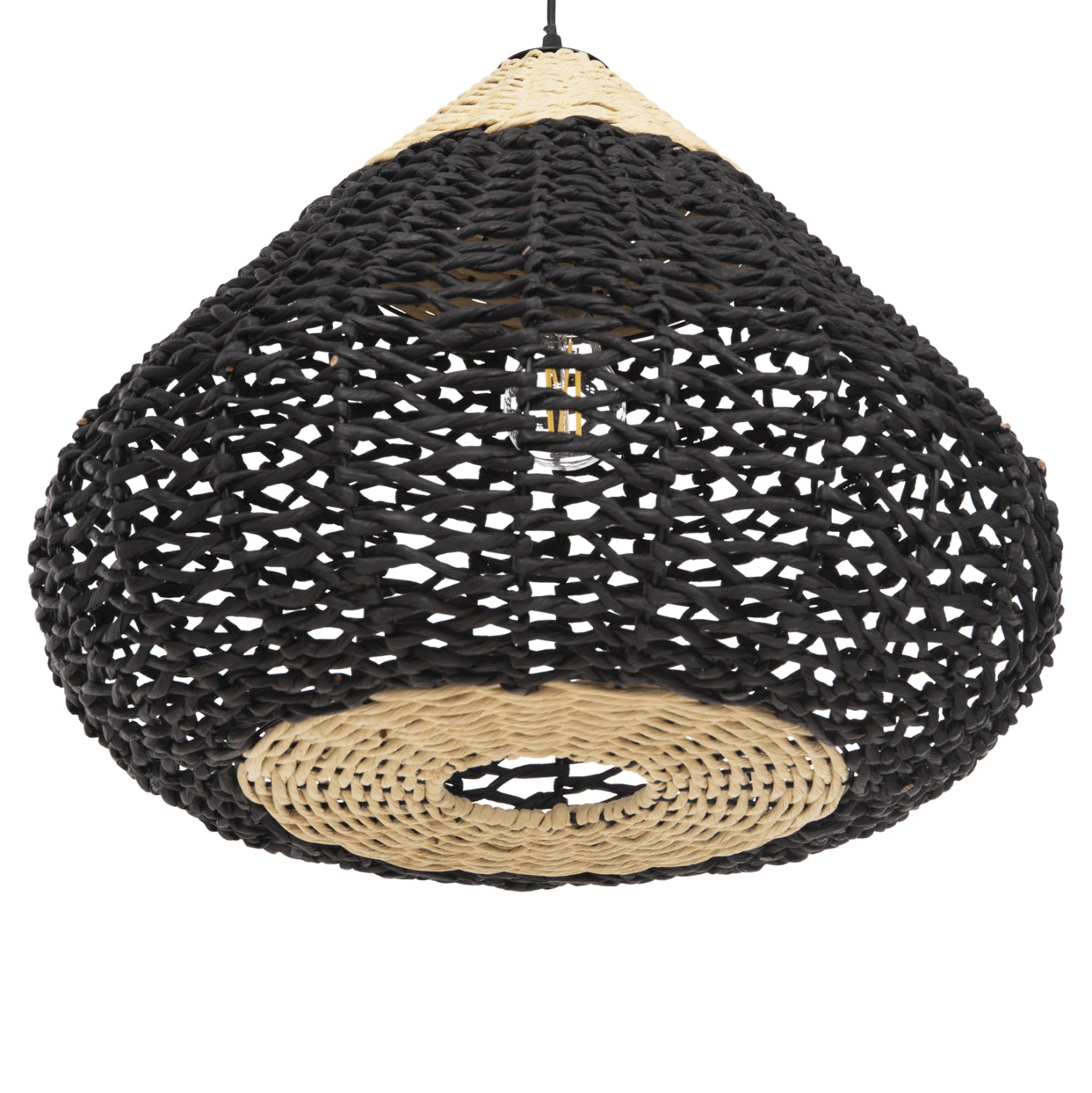 ΦΩΤΙΣΤΙΚΟ ΟΡΟΦΗΣ ΚΡΕΜΑΣΤΟ HM4346 ΑΠΟ PAPER ROPE ΜΠΕΖ ΚΑΙ ΜΑΥΡΟ Φ55,5x44Υεκ. - Pakobazaar