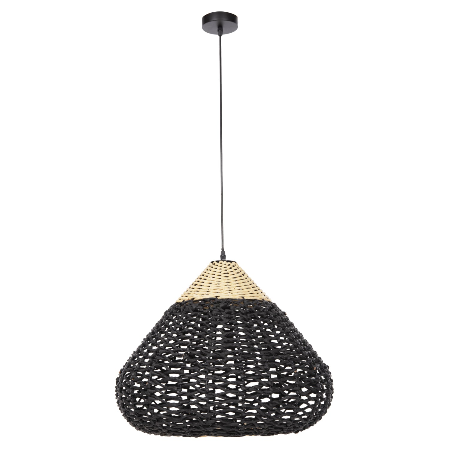 ΦΩΤΙΣΤΙΚΟ ΟΡΟΦΗΣ ΚΡΕΜΑΣΤΟ HM4346 ΑΠΟ PAPER ROPE ΜΠΕΖ ΚΑΙ ΜΑΥΡΟ Φ55,5x44Υεκ. - Pakobazaar