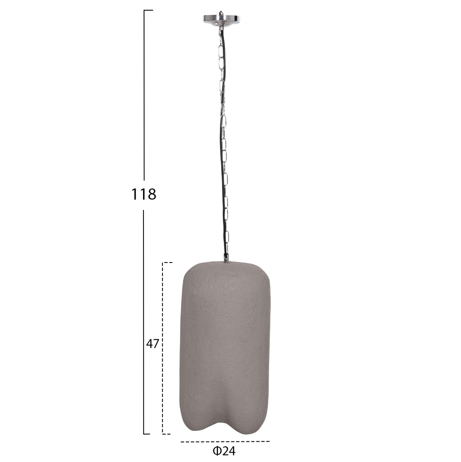 ΦΩΤΙΣΤΙΚΟ ΟΡΟΦΗΣ ΚΡΕΜΑΣΤΟ LOGKY HM4704.03S--FIBER CEMENT ΓΚΡΙ Φ24x47Υεκ - Pakobazaar