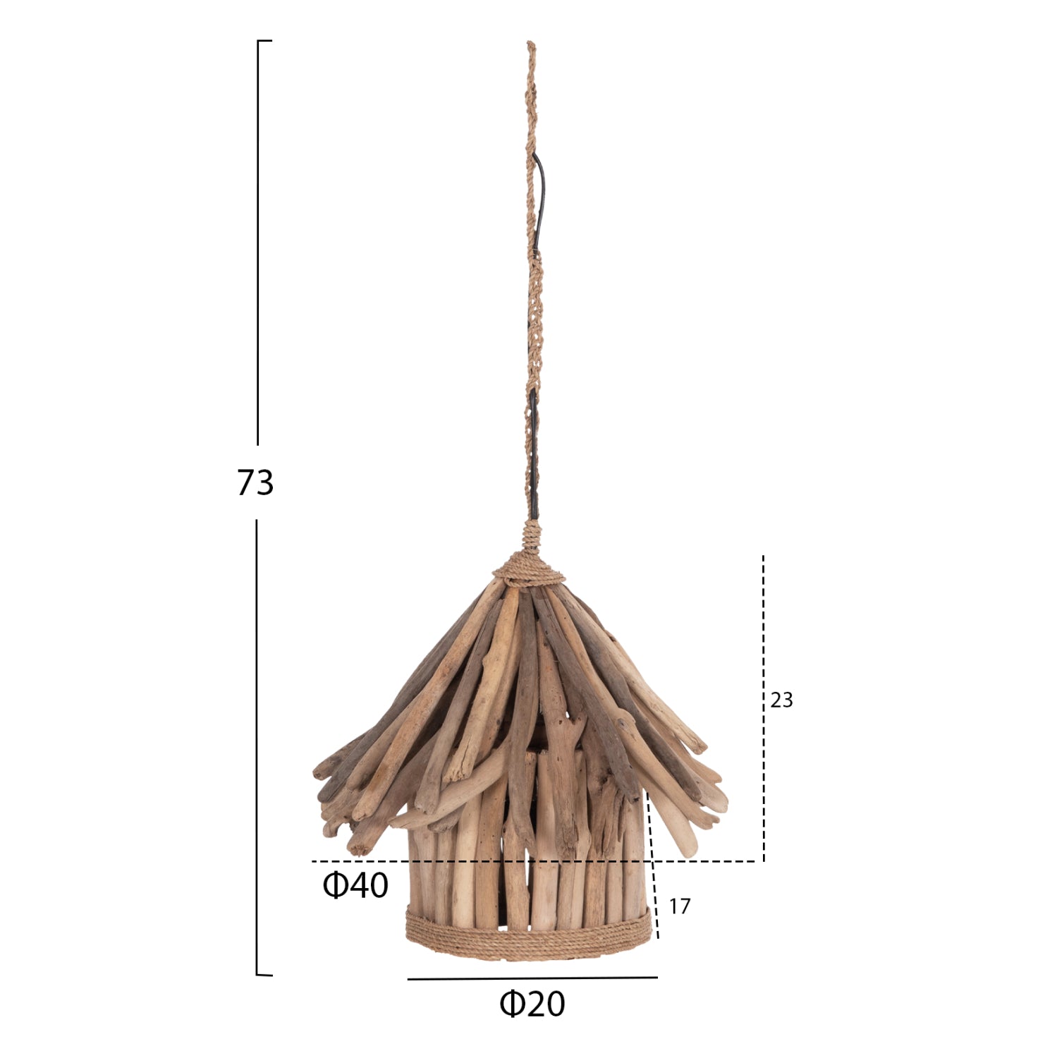 ΦΩΤΙΣΤΙΚΟ ΟΡΟΦΗΣ ΚΡΕΜΑΣΤΟ TREIT HM4874 DRIFTWOOD ΣΕ ΦΥΣΙΚΟ Φ40x73Υεκ [1xΕ27] - Pakobazaar