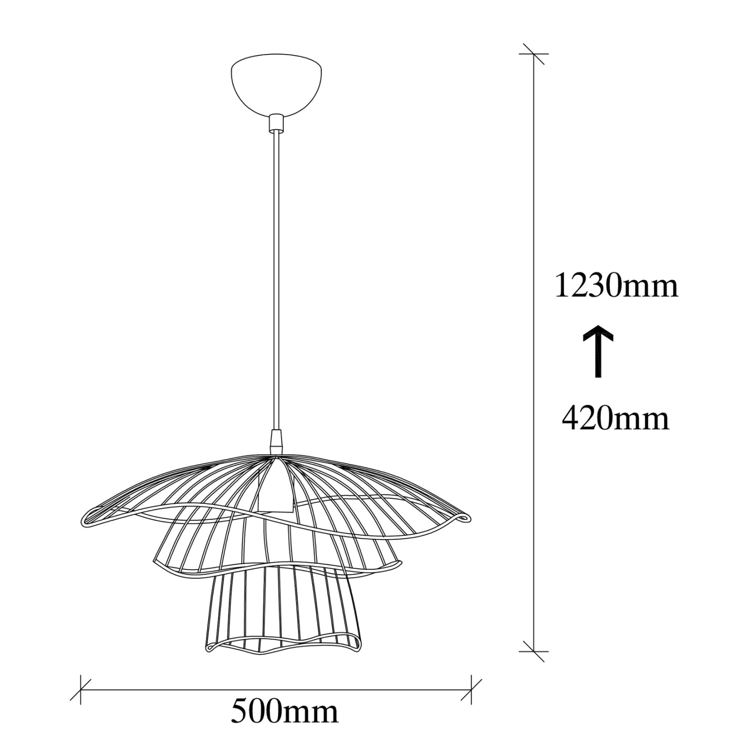 ΦΩΤΙΣΤΙΚΟ ΟΡΟΦΗΣ ΜΕΤΑΛΛΙΚΟ ΚΡΕΜΑΣΤΟ ΜΑΥΡΟ HM7231 E27 Φ50x123 εκ. - Pakobazaar