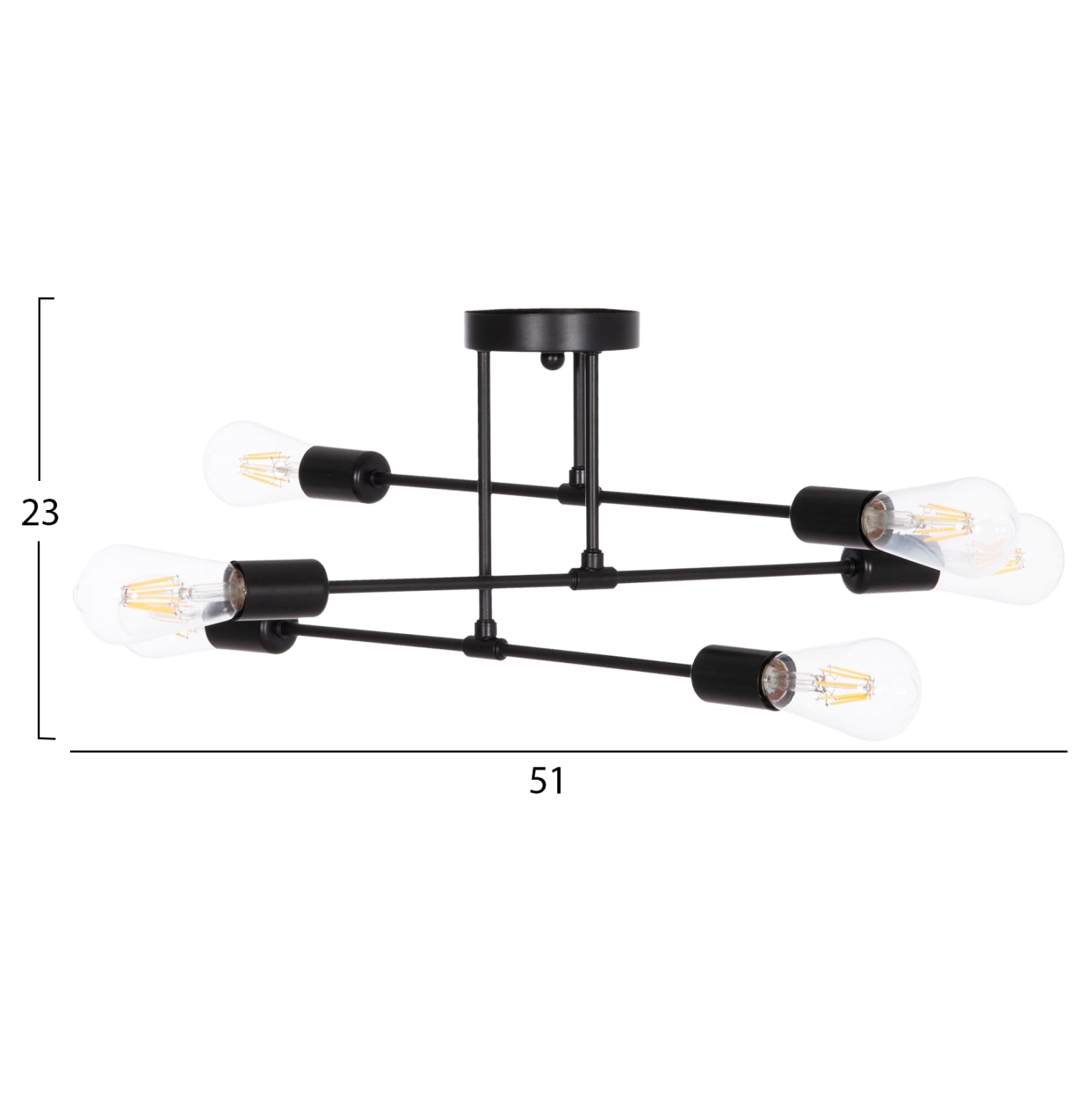 ΦΩΤΙΣΤΙΚΟ ΟΡΟΦΗΣ ΠΟΛΥΦΩΤΟ LIGHTY HM7427.11 ΜΕΤΑΛΛΟ ΣΕ ΜΑΥΡΟ 51x51x23Υεκ. - Pakobazaar