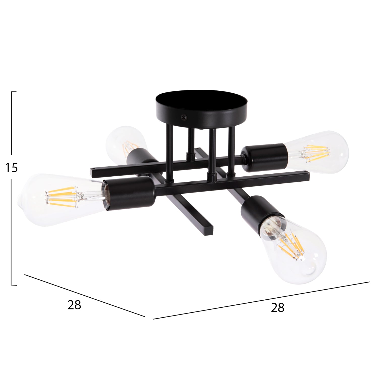 ΦΩΤΙΣΤΙΚΟ ΟΡΟΦΗΣ ΠΟΛΥΦΩΤΟ LIGHTY HM7428.11 ΜΕΤΑΛΛΟ ΣΕ ΜΑΥΡΟ 28x28x15Υεκ. - Pakobazaar