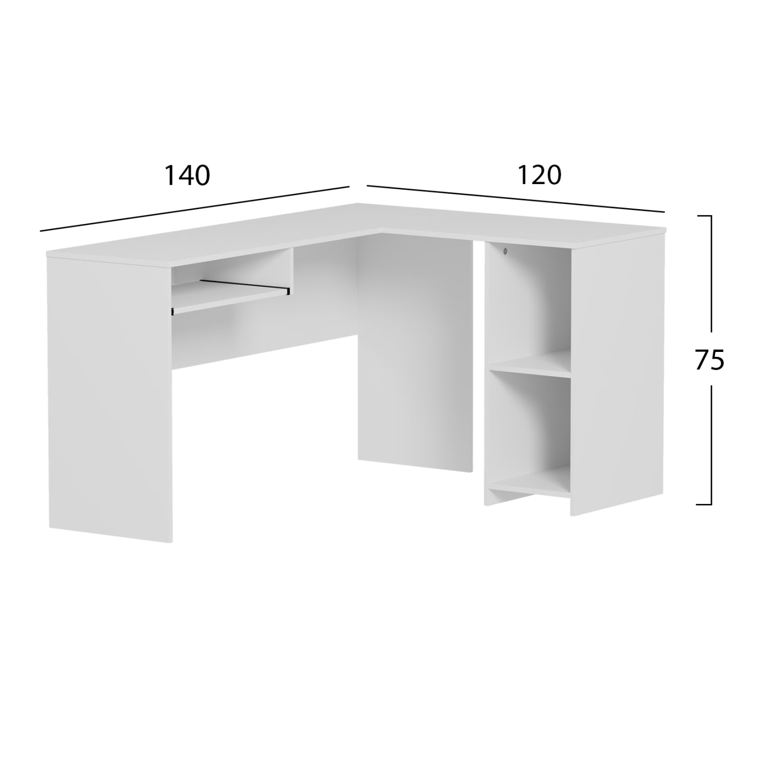 ΓΩΝΙΑΚΟ ΓΡΑΦΕΙΟ SHIG HM2135.03 MDF ΣΕ ΛΕΥΚΟ 140x120x75Υεκ - Pakobazaar