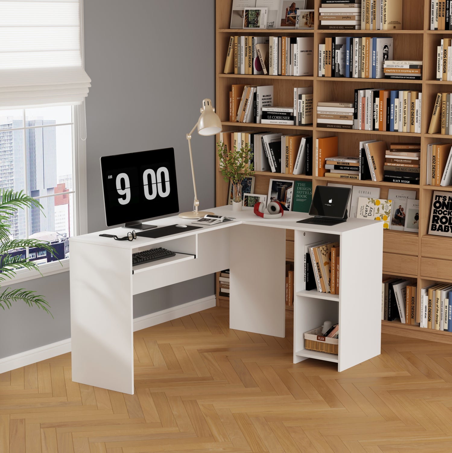 ΓΩΝΙΑΚΟ ΓΡΑΦΕΙΟ SHIG HM2135.03 MDF ΣΕ ΛΕΥΚΟ 140x120x75Υεκ - Pakobazaar