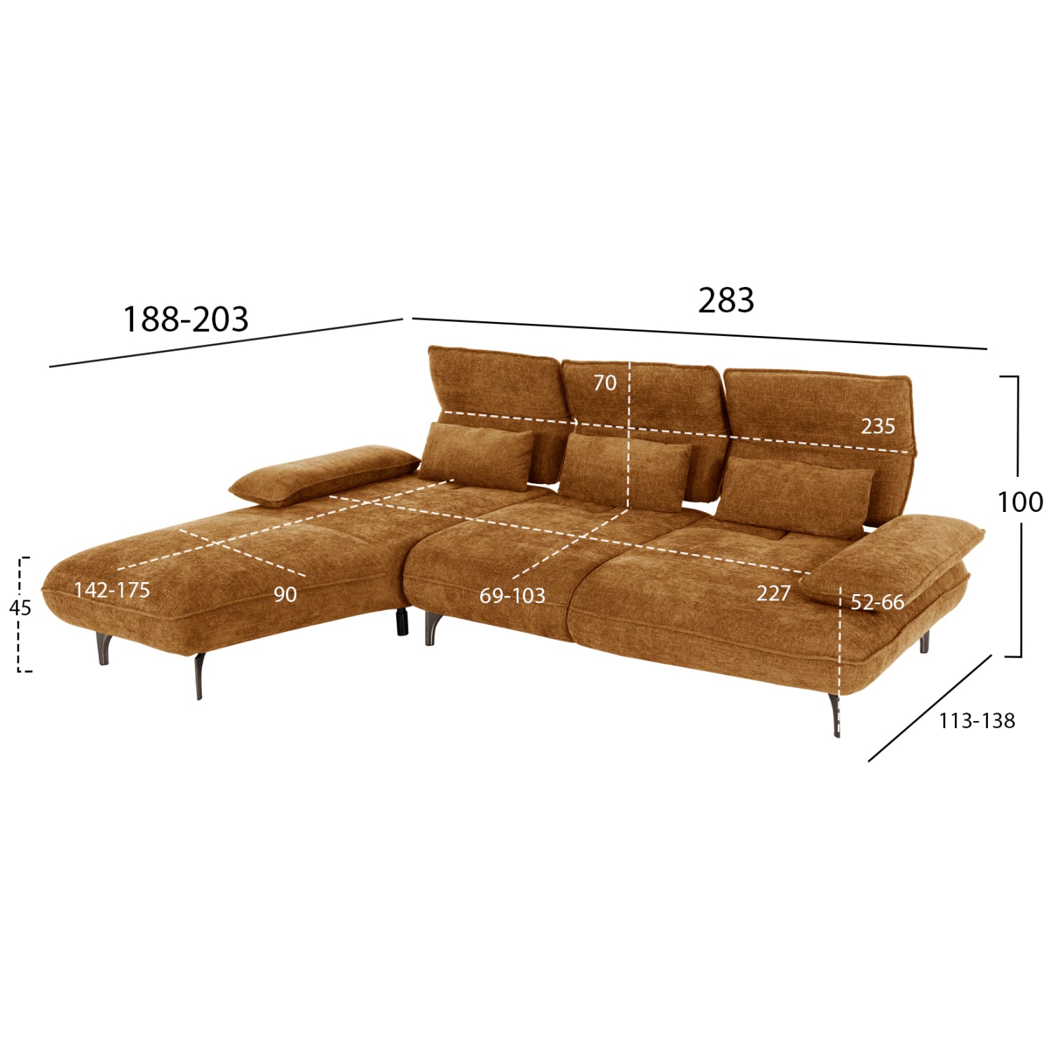 ΓΩΝΙΑΚΟΣ ΚΑΝΑΠΕΣ (ΑΡΙΣΤΕΡΗ) CONVERT HM3268.02L ΚΕΡΑΜΙΔΙ ΥΦΑΣΜΑ 283x188x100Υεκ. - Pakobazaar