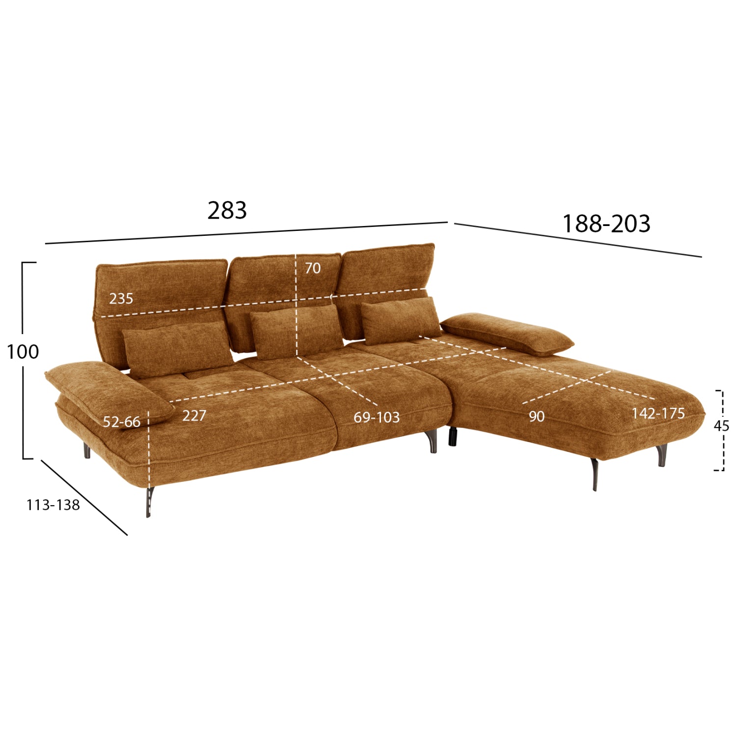 ΓΩΝΙΑΚΟΣ ΚΑΝΑΠΕΣ (ΔΕΞΙΑ) CONVERT HM3268.02R ΚΕΡΑΜΙΔΙ ΥΦΑΣΜΑ 283x188x100Υεκ. - Pakobazaar