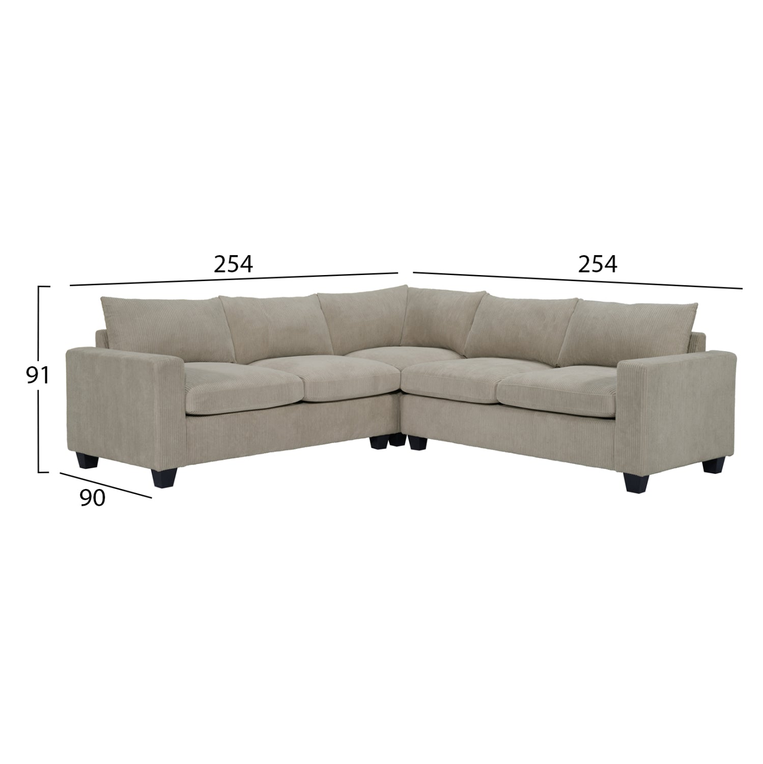 ΓΩΝΙΑΚΟΣ ΚΑΝΑΠΕΣ CALDER HM3286.03 ΜΠΕΖ ΥΦΑΣΜΑ 254x254x91Υεκ. - Pakobazaar