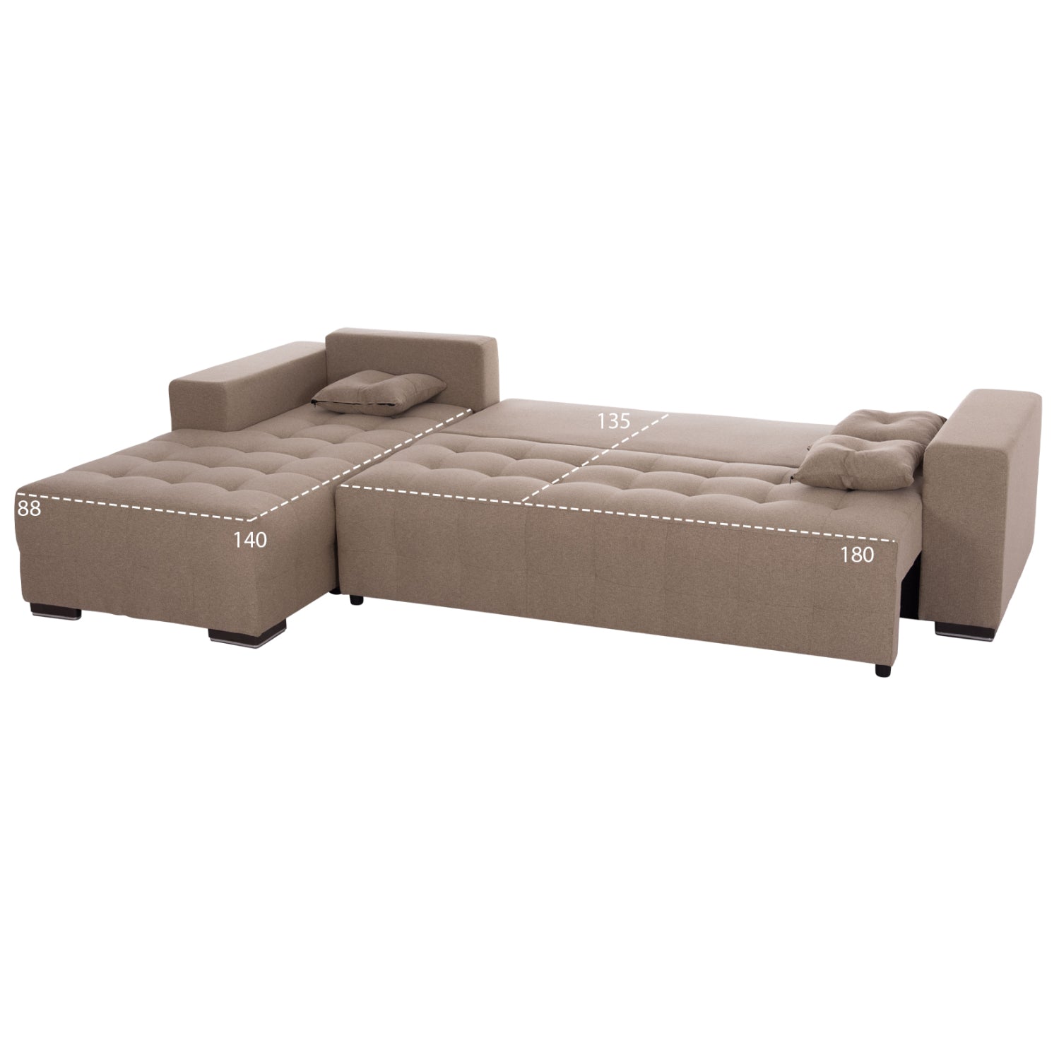 ΓΩΝΙΑΚΟΣ ΚΑΝΑΠΕΣ-ΚΡΕΒΑΤΙ ΜΕ ΑΠΟΘ.ΧΩΡΟ TRENDSTON HM3302.03L ΜΠΕΖ ΥΦΑΣΜΑ 298x177x95Υεκ - Pakobazaar