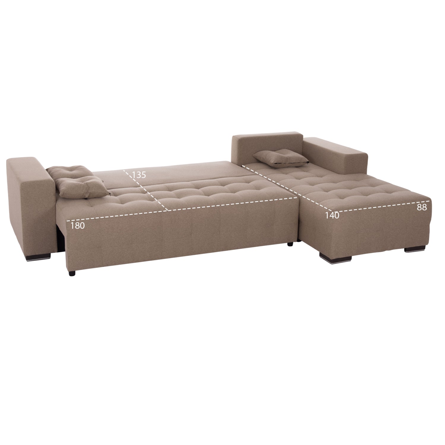 ΓΩΝΙΑΚΟΣ ΚΑΝΑΠΕΣ-ΚΡΕΒΑΤΙ ΜΕ ΑΠΟΘ.ΧΩΡΟ TRENDSTON HM3302.03R ΜΠΕΖ ΥΦΑΣΜΑ 298x177x95Υεκ - Pakobazaar