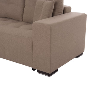 ΓΩΝΙΑΚΟΣ ΚΑΝΑΠΕΣ-ΚΡΕΒΑΤΙ ΜΕ ΑΠΟΘ.ΧΩΡΟ TRENDSTON HM3302.03L ΜΠΕΖ ΥΦΑΣΜΑ 298x177x95Υεκ - Pakobazaar