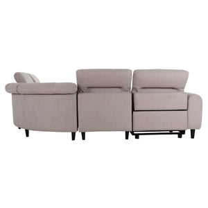 ΓΩΝΙΑΚΟΣ ΚΑΝΑΠΕΣ ΜΕ RECLINE ORACLE HM3290.02 ΜΠΕΖ ΥΦΑΣΜΑ 260x260x90(κάθισμα)x94Υεκ. - Pakobazaar