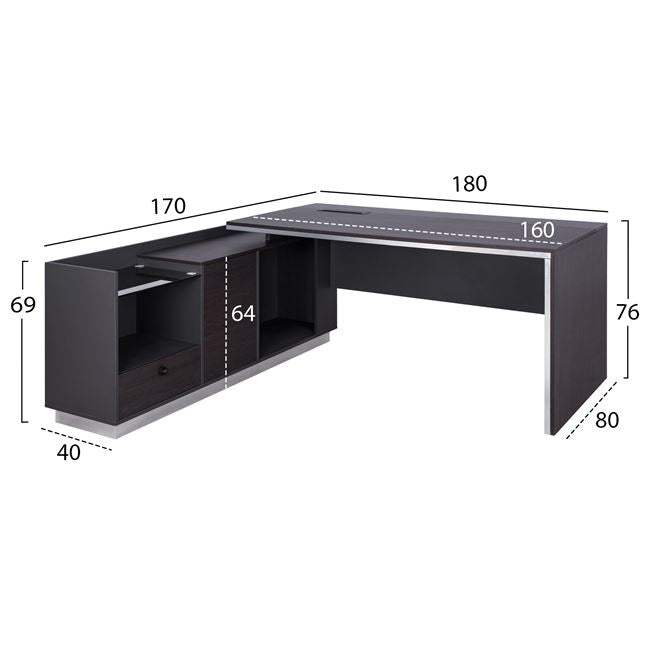 ΓΡΑΦΕΙΟ ΕΠΑΓΓΕΛΜΑΤΙΚΟ ΑΡΙΣΤΕΡΗ ΓΩΝΙΑ ROSEWOOD HM2086L 180X170X76Υ εκ. - Pakobazaar