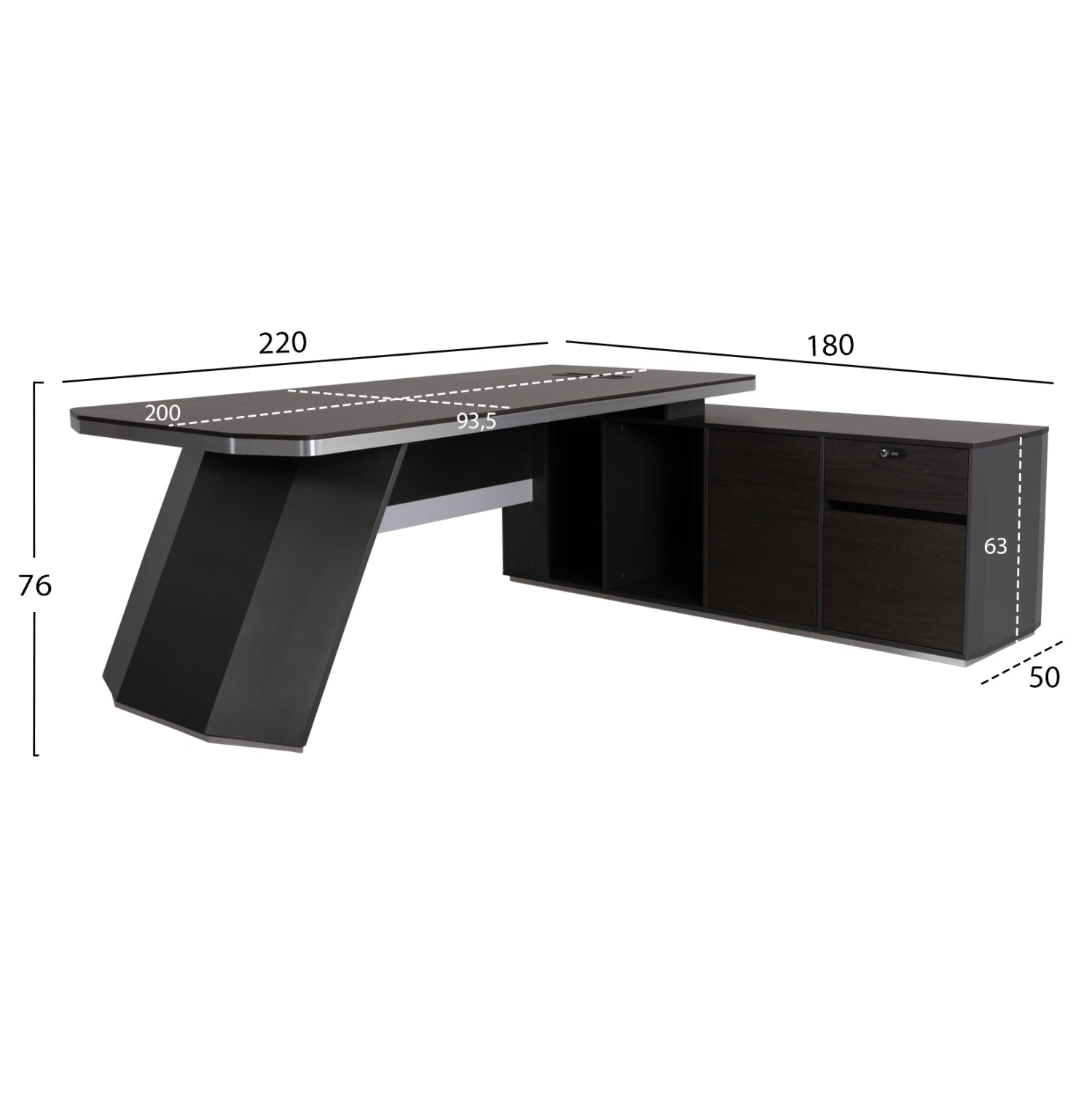 ΓΡΑΦΕΙΟ ΕΠΑΓΓΕΛΜΑΤΙΚΟ ΔΕΞΙΑ ΓΩΝΙΑ ROSEWOOD HM2083R 220X180X76Υ εκ. - Pakobazaar