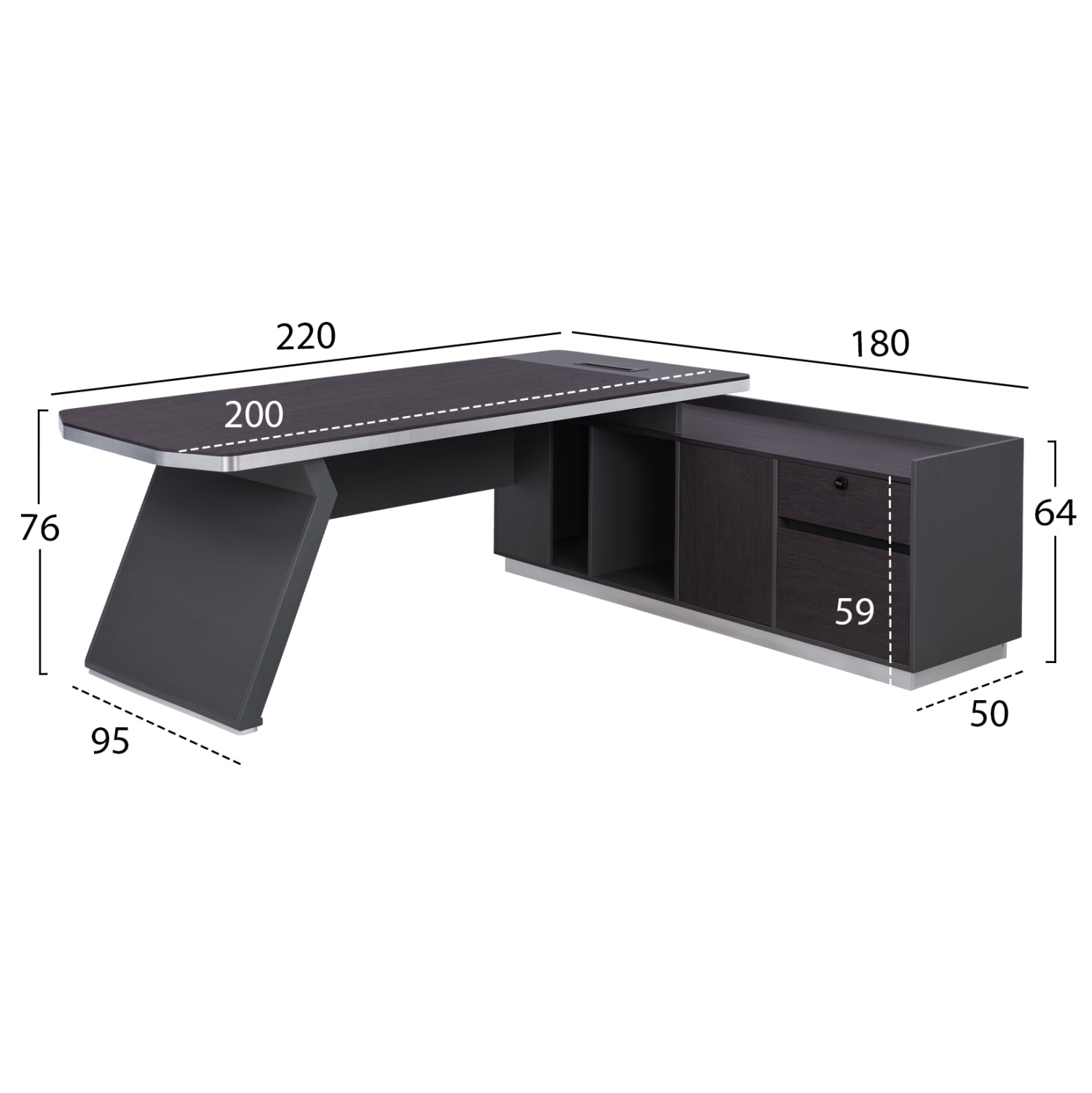 ΓΡΑΦΕΙΟ ΕΠΑΓΓΕΛΜΑΤΙΚΟ ΔΕΞΙΑ ΓΩΝΙΑ ROSEWOOD HM2084R 220X180X76Υ εκ. - Pakobazaar