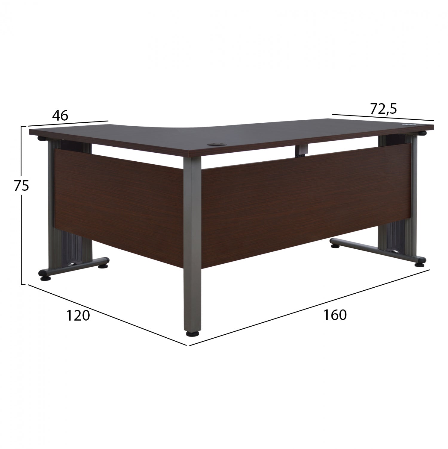 ΓΡΑΦΕΙΟ ΕΠΑΓΓΕΛΜΑΤΙΚΟ VALDEN HM2043.02R WENGE ΜΕ ΔΕΞΙΑ ΓΩΝΙΑ 160X120X75 - Pakobazaar